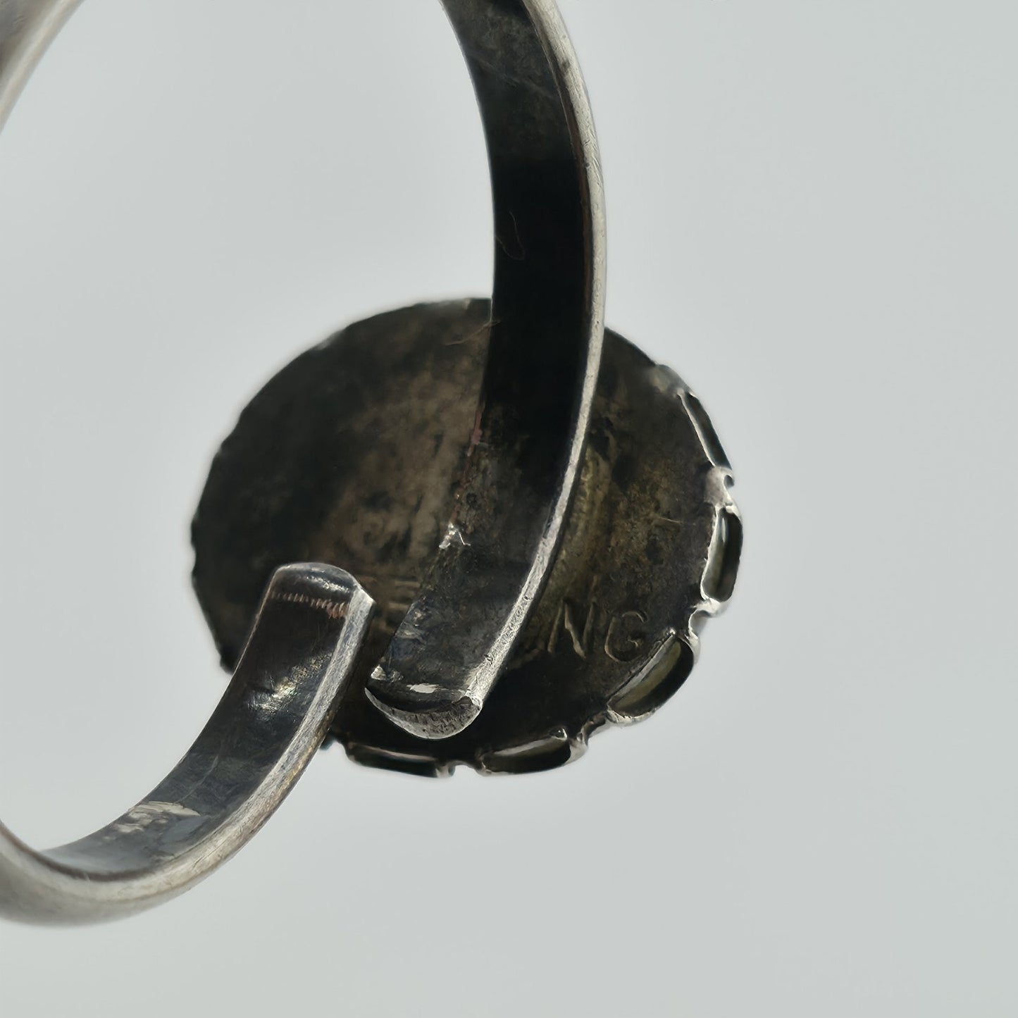 Vintage Sterling Silver Banded Agate Ring Adjustable Size 925 Statement Stone
