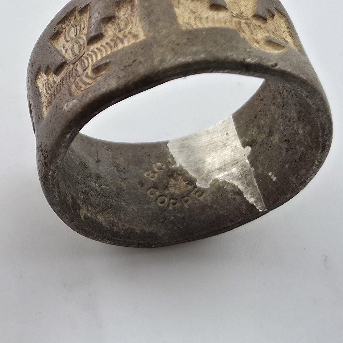 Vintage Navajo Copper Thunderbird Band Ring Size 6 Southwestern Tribal Boho