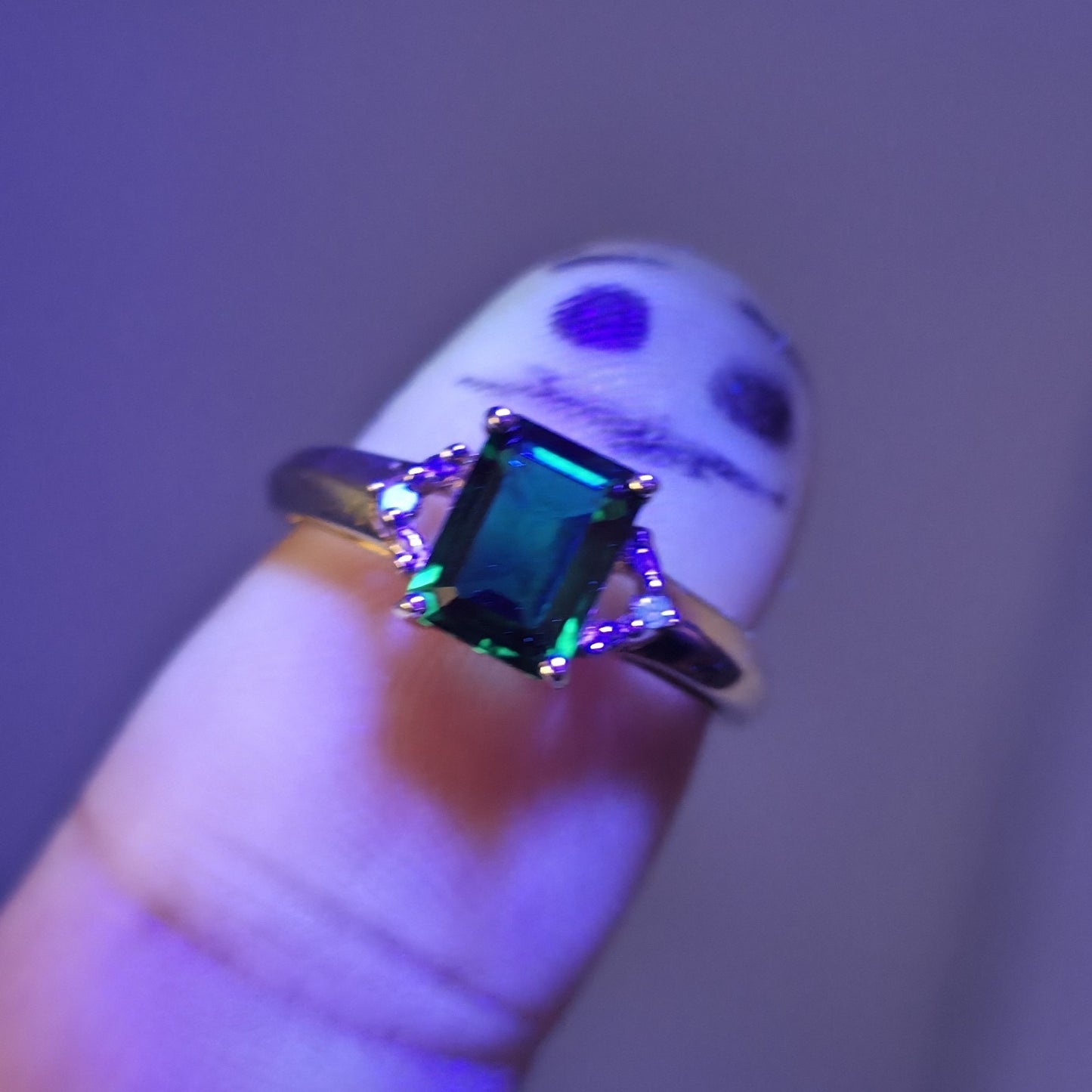 14K Yellow Gold Lab Emerald Ring Diamond Accents Size 6.75 Jewelry