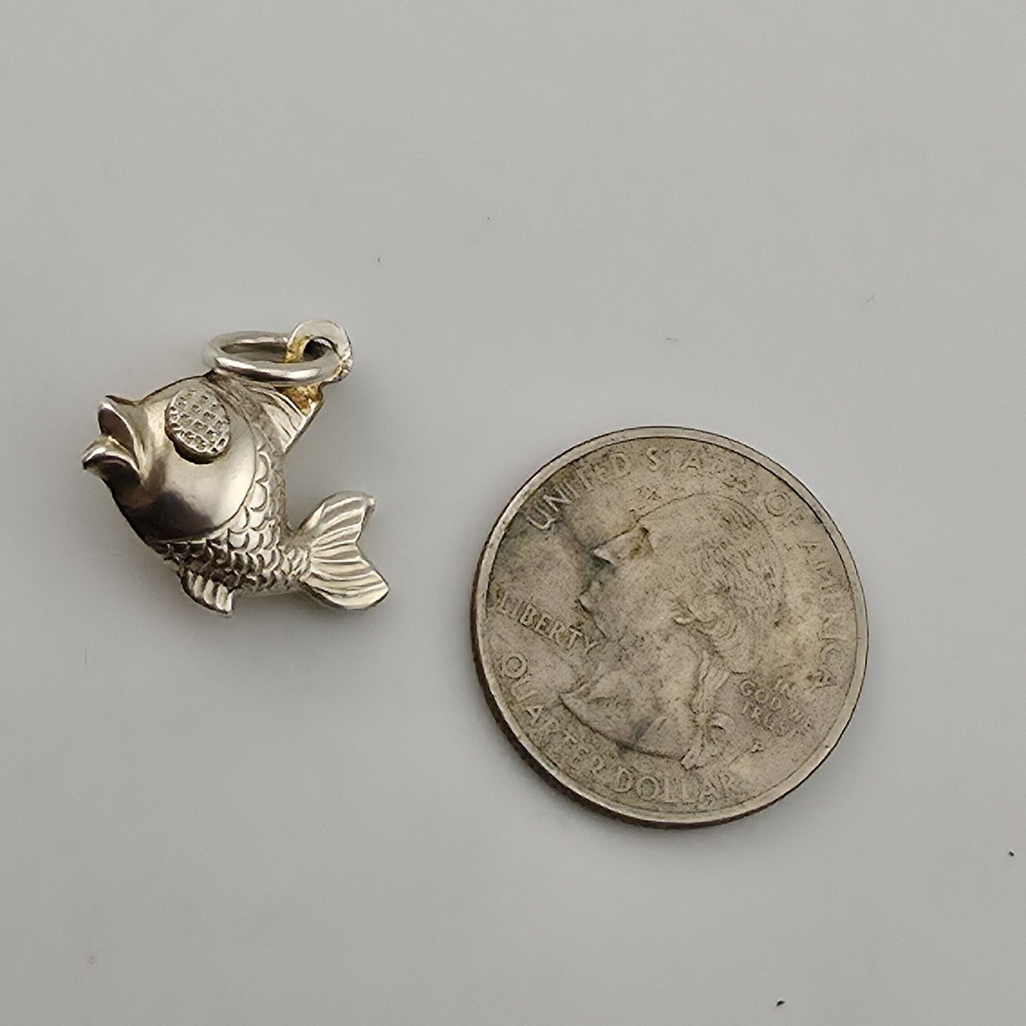 Sterling Silver Fish Charm Pendant 925 Figural Koi Fish Jewelry 3D