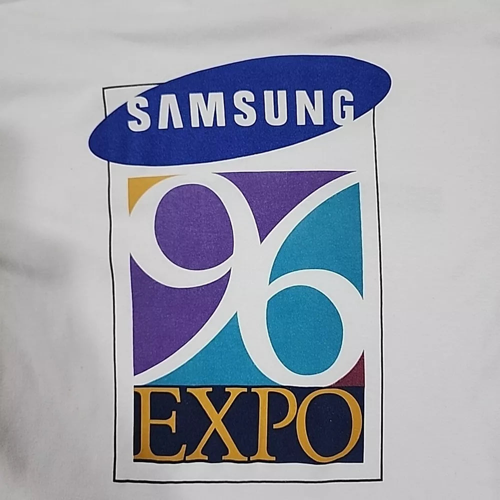 Vintage Samsung 96 Expo Promo T-Shirt Size Large White Thrifted