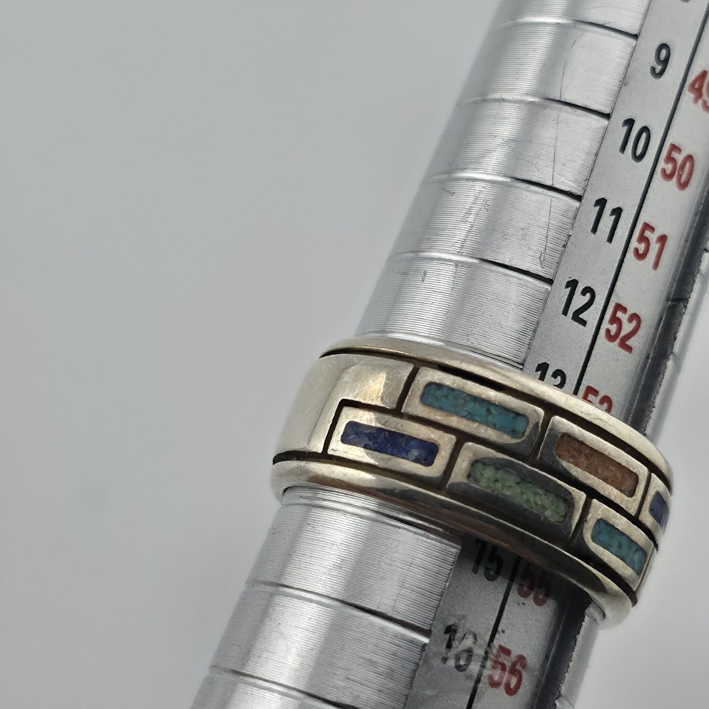 Waldeck Johnson 925 Sterling Silver Inlay Band Ring Size 7 Native American
