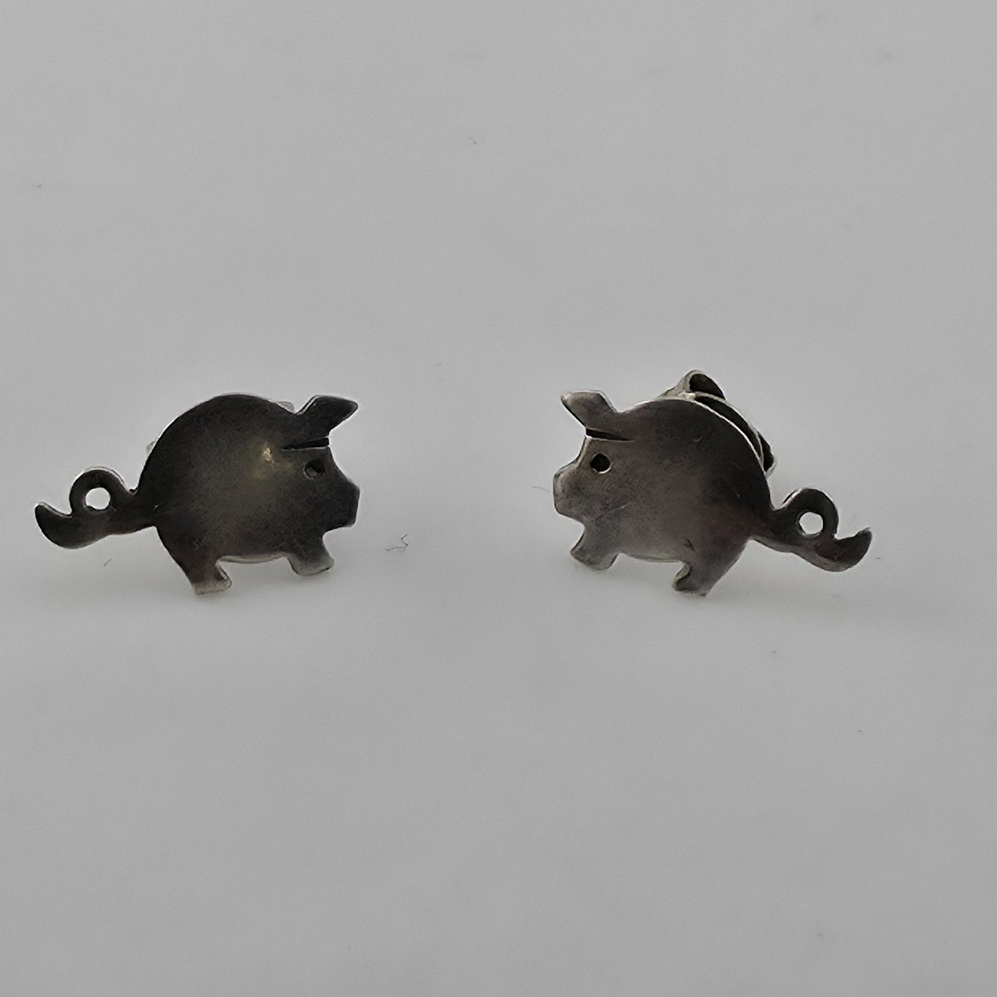 Vintage 925 Sterling Silver Pig Stud Earrings Cute Farm Animal Minimalist Jewelr