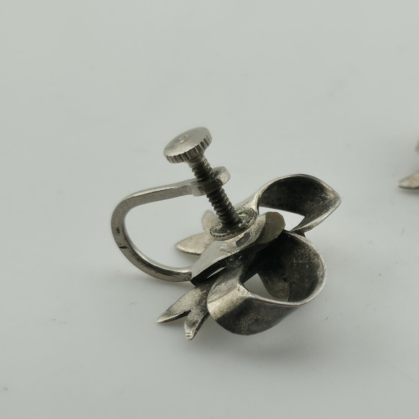 Vintage Sterling Silver Turquoise Bow Earrings Southwestern Ribbon Jewelry