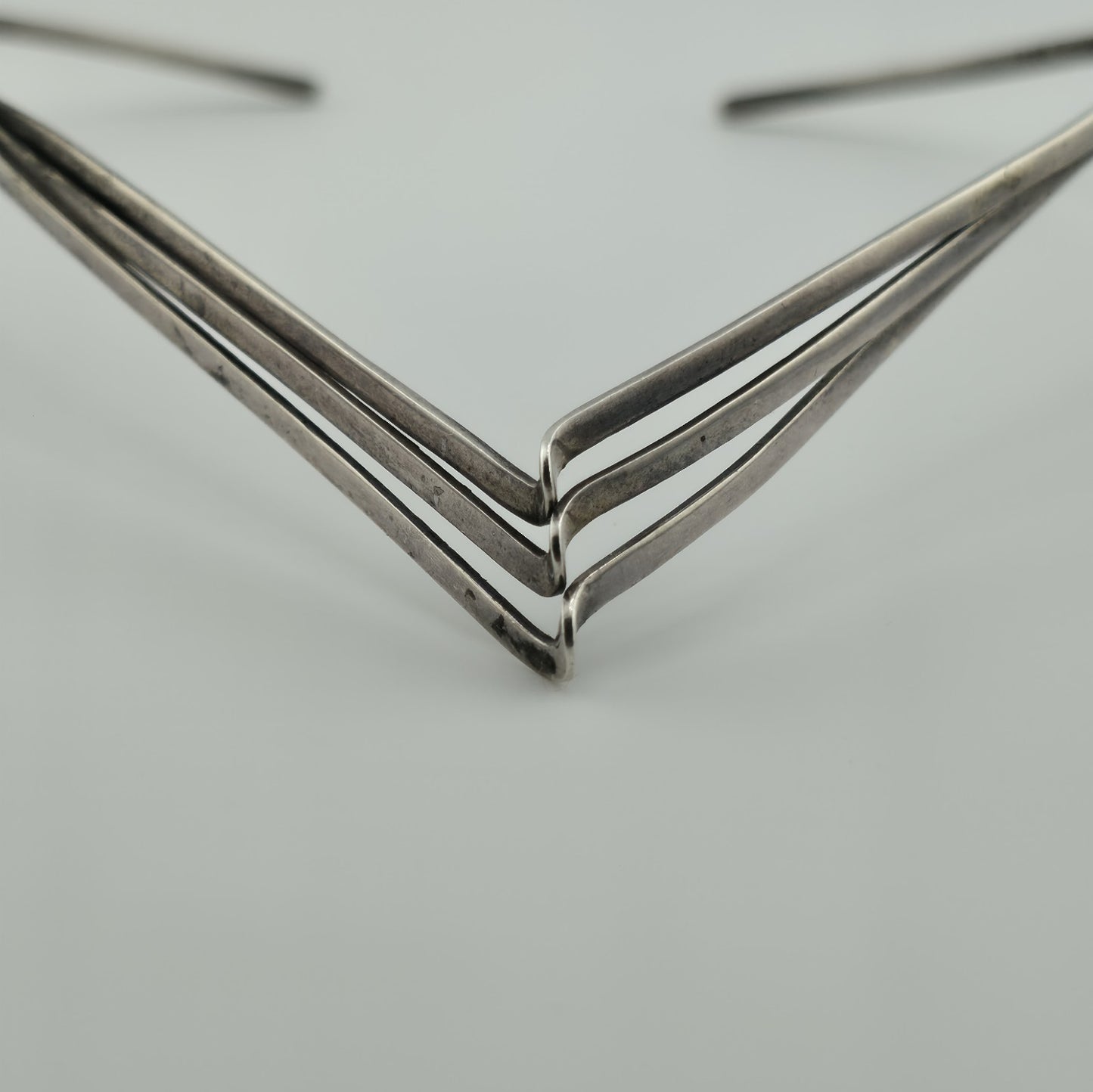 Collar Choker Necklace Stetling Silver Chevron Signed Mexico Twisted Vintage