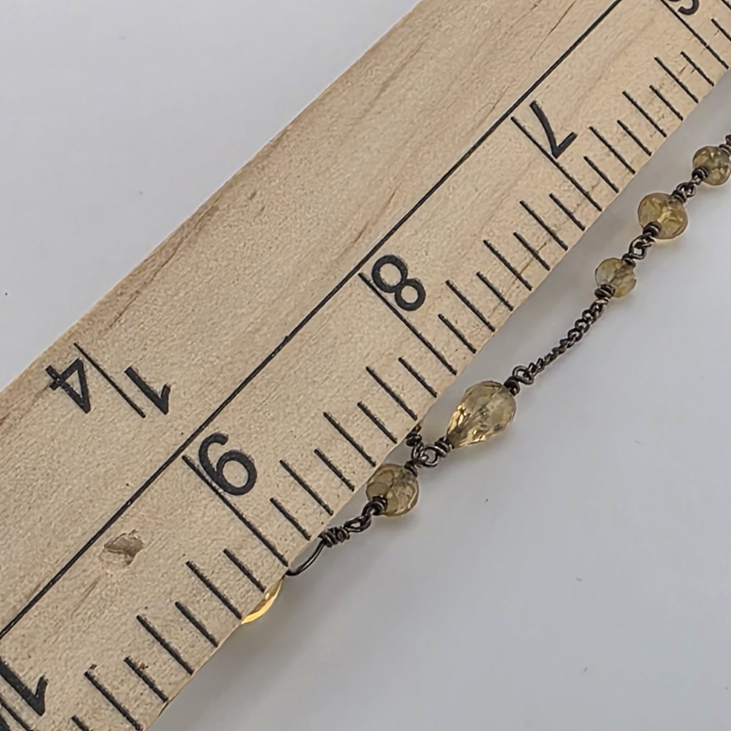 sterling silver Necklace 16 Inches Yellow Glass Beads Vintage