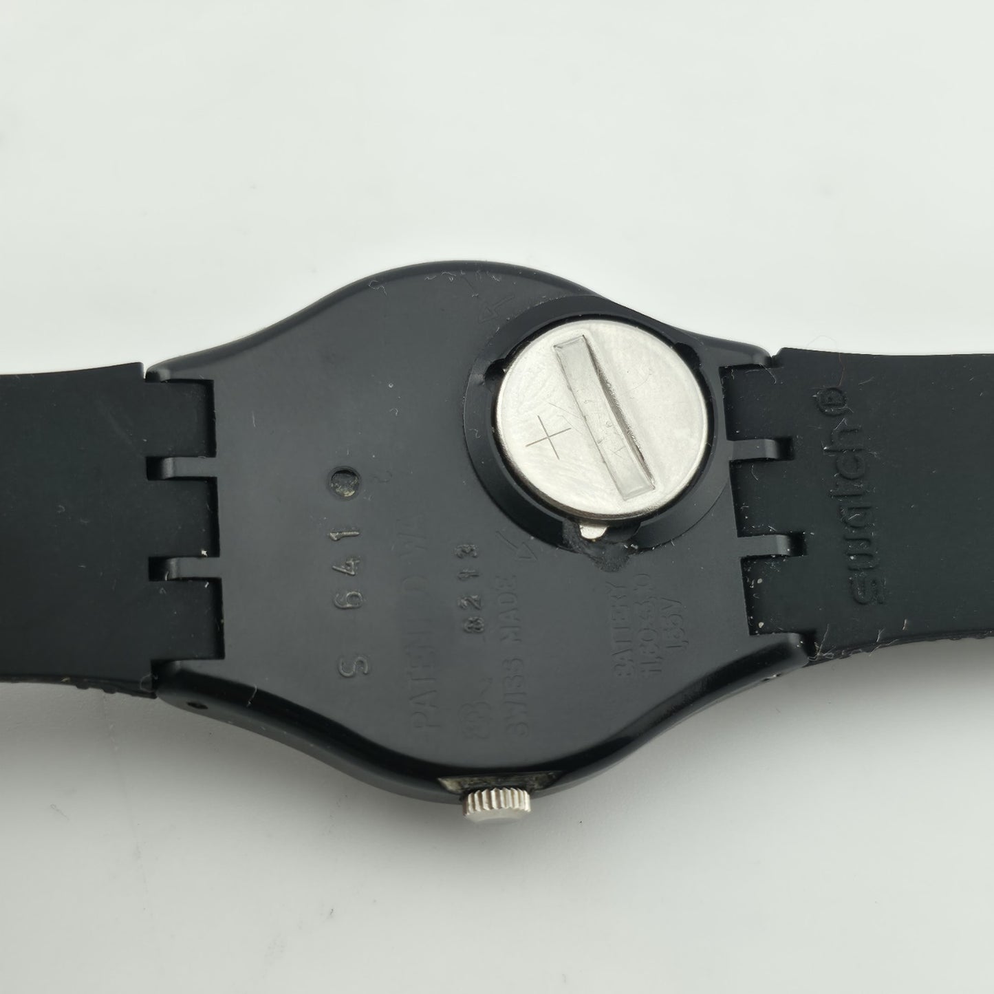 Swatch Watch Mirror Dial Gent Unisex Black Vintage 1995 Working New Battery