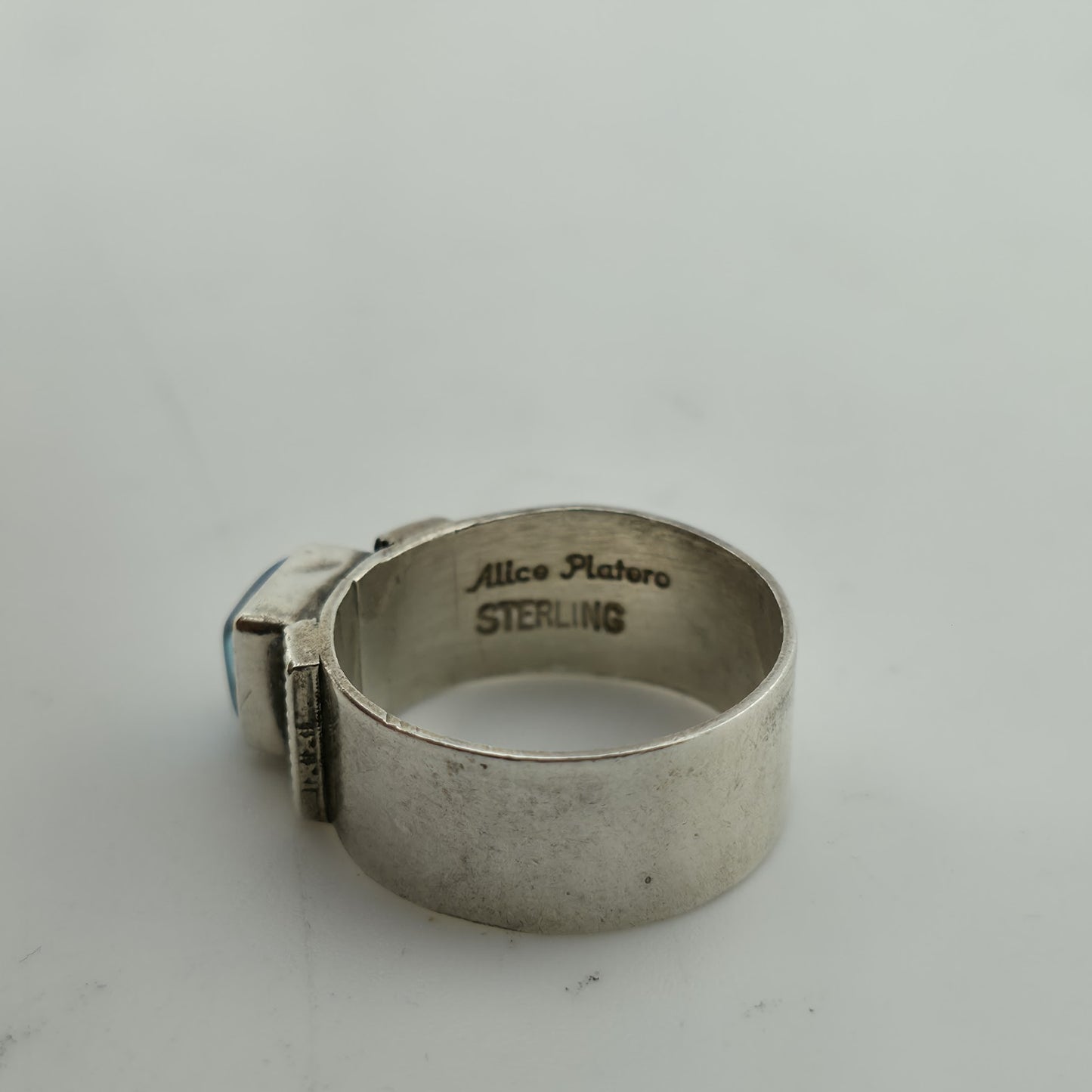 Alice Platero Sterling Silver Ring Size 6.5  Blue Stone artisan Navajo Vintage