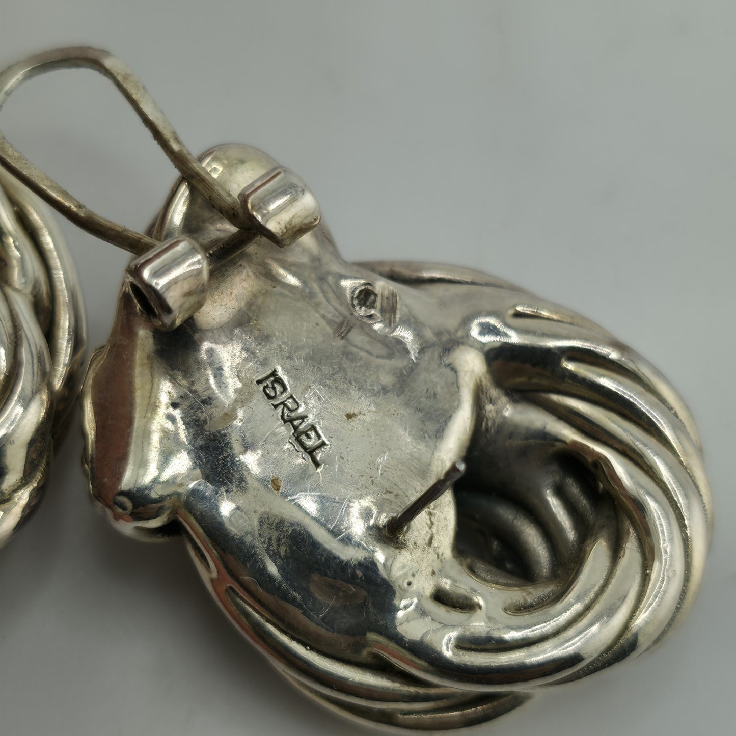 Israel Earrings Electro Form Sterling Silver 925 Puff Vintage Patina Abstract