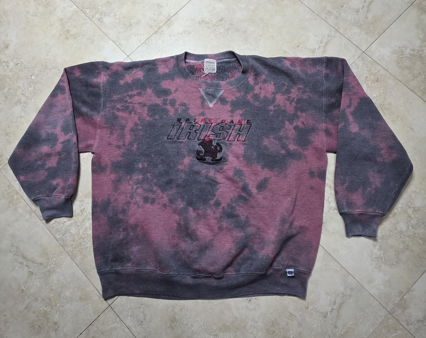 Furst Of A Kind Sweatshirt NCAA NOTRE DAME FIGHTING IRISH Acid Wash Distressed