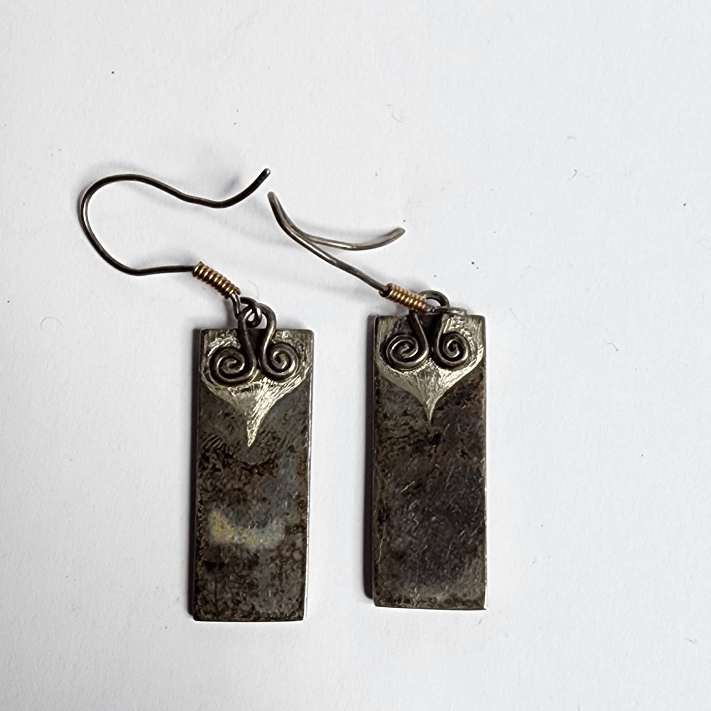 925 Sterling Silver Vintage Earrings Drop Dangle Hook Tarnish patina Tested