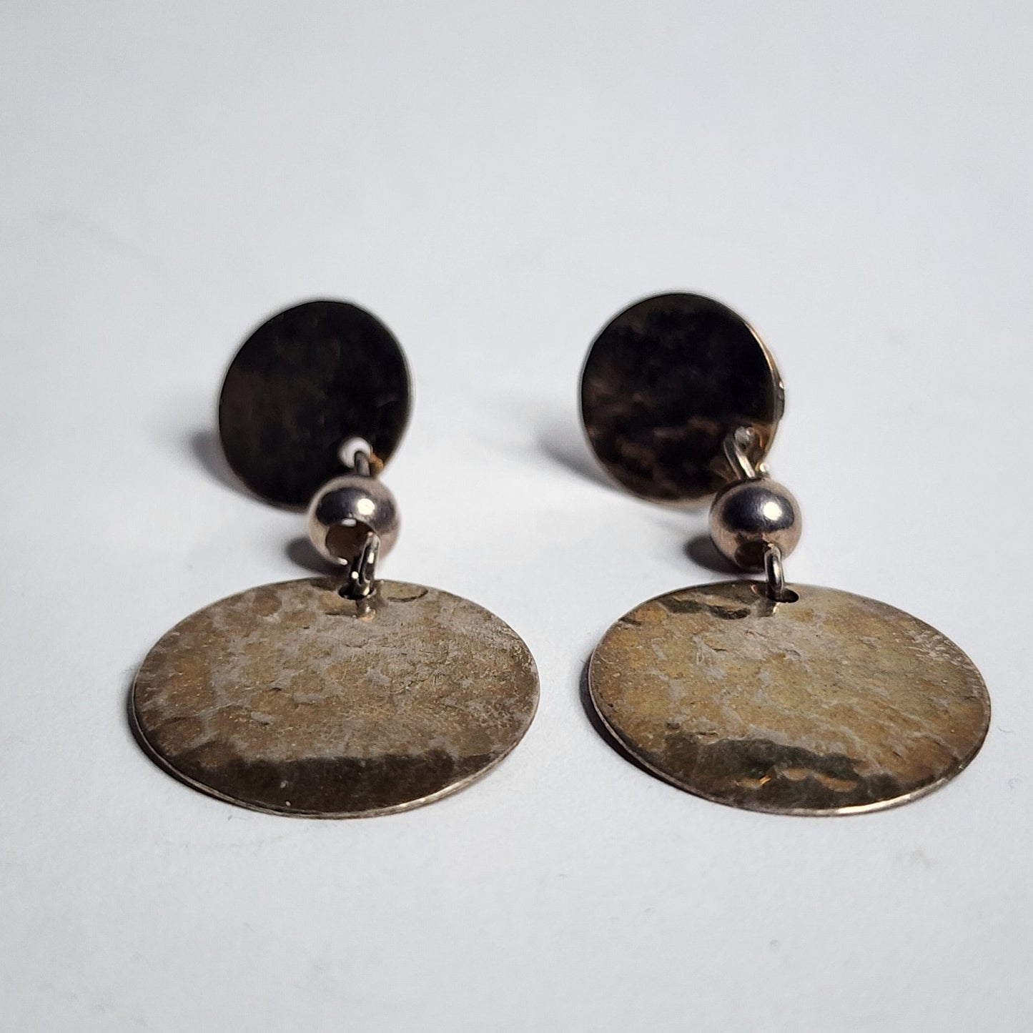 925 Sterling Silver Vintage Earrings Hammers Mexican Dangle Tarnish patina