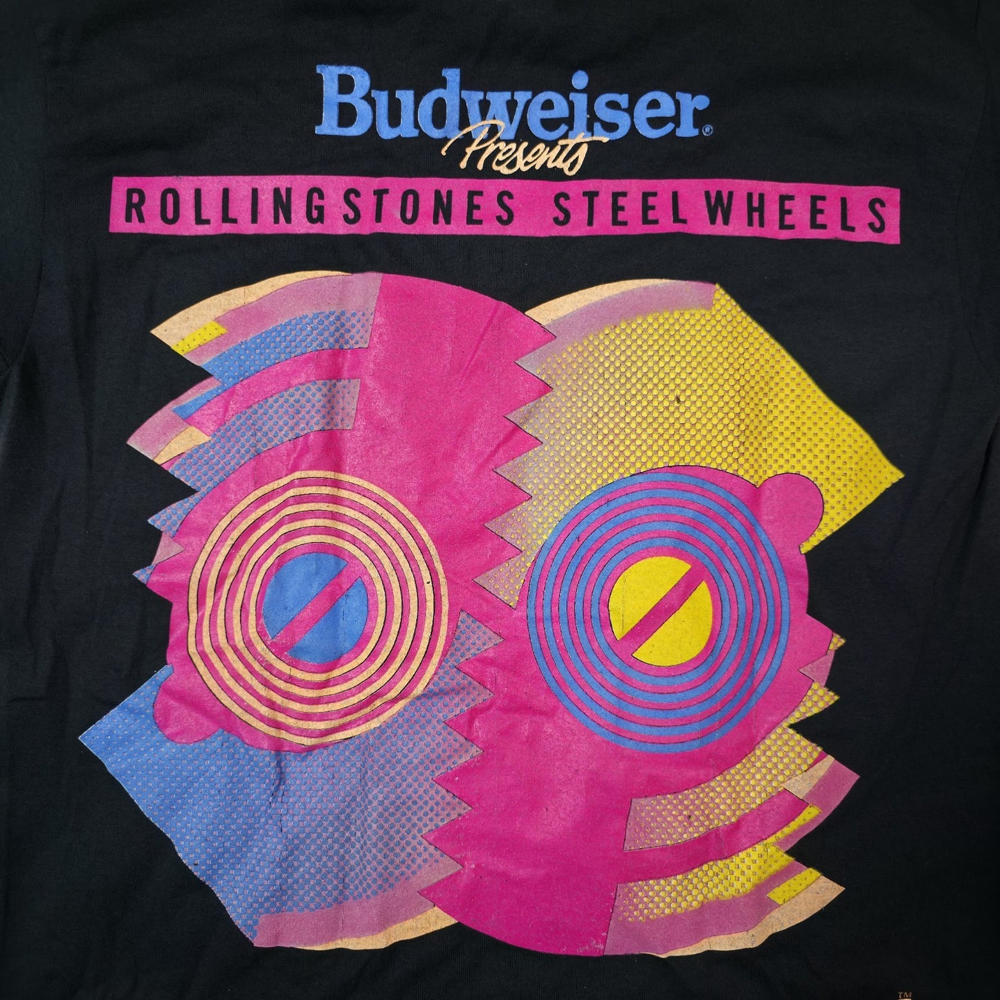 Vintage 1989 Rolling Stones Steel Wheels Tour Shirt Mens Medium Black 50/50 USA Brockum