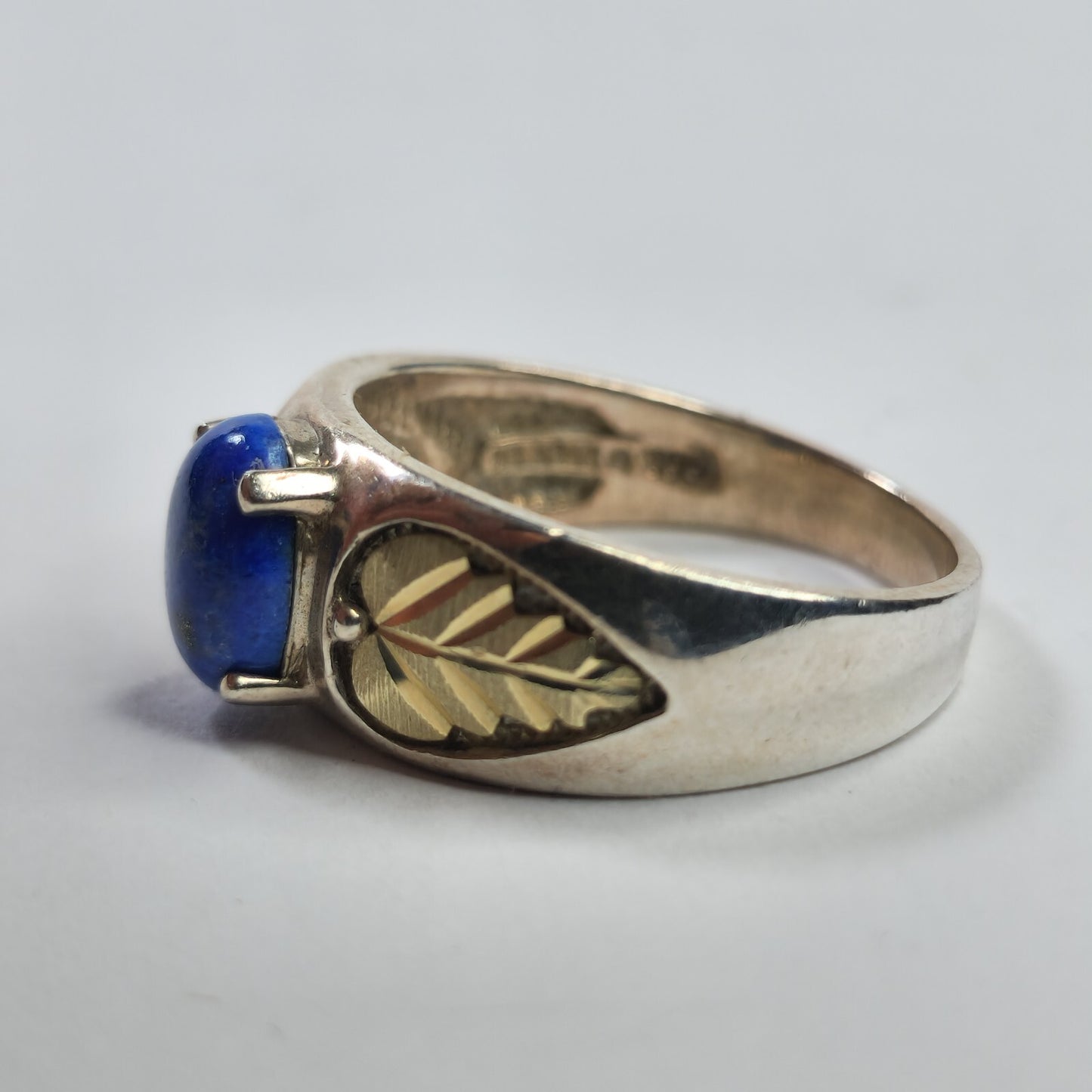 Black hills Ring 925 Sterling Silver 12k Rose Yellow Gold blue lapis Fancy 10