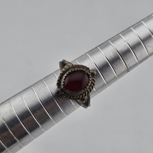 Sterling Silver Ring Carnelian Stone Size 7 Vintage Patina