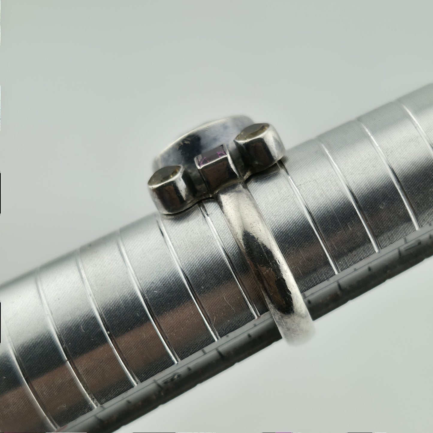 NICKY BUTLER NB Sterling Silver Green Purple  Gemstone Ring sz 7.75