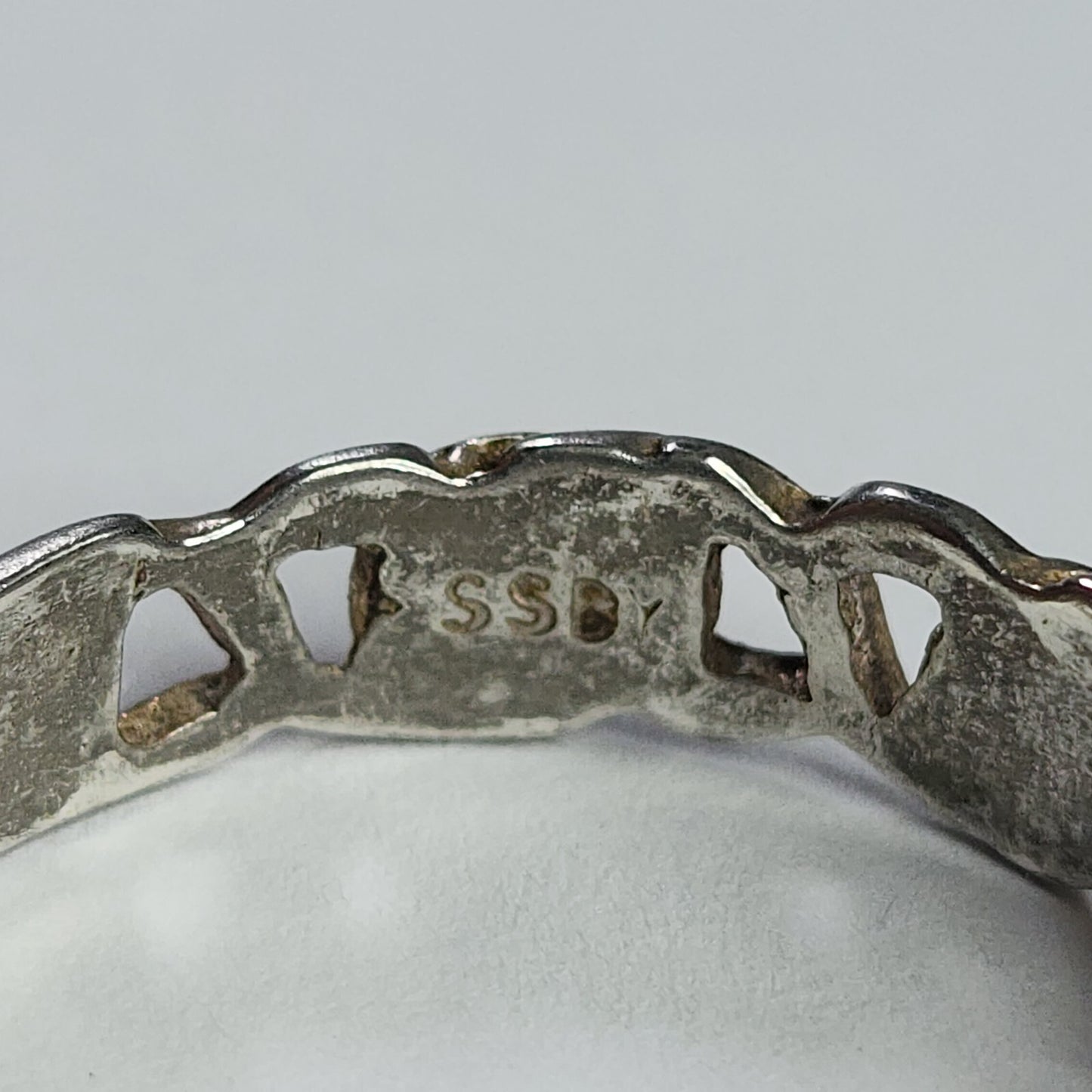 925 Sterling Silver Ring Filigree Rose Floral Band Size 9.75 Boho Romant