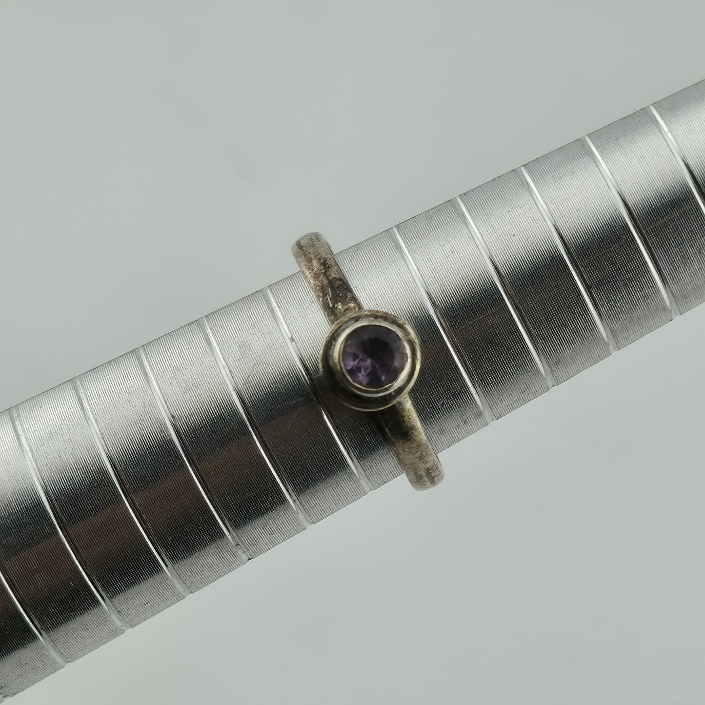 Sterling Silver Amethyst Ring Size 7 Stackable Dainty Cute