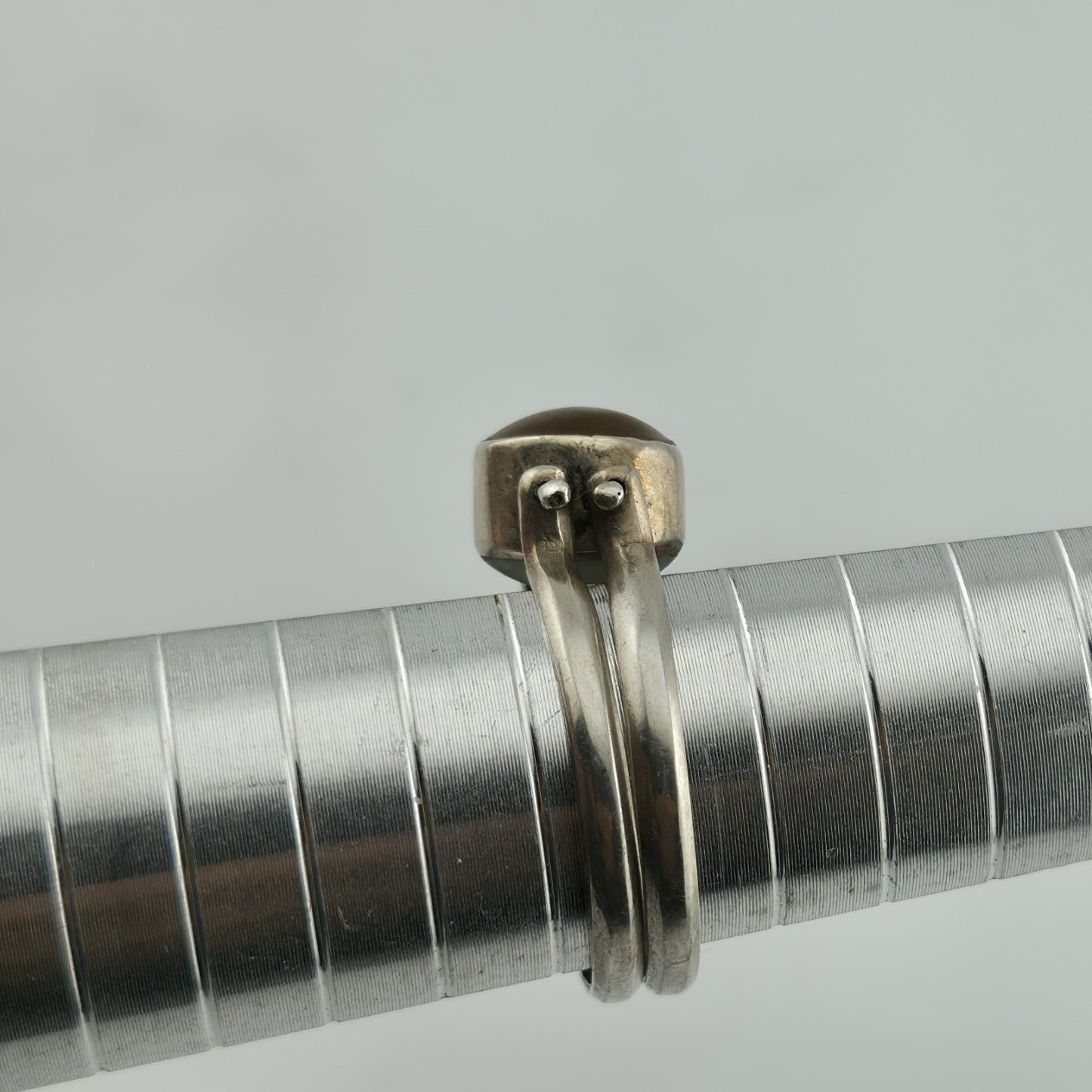 sterling Silver Ring two in one Golden Honey Amber Sky Blue Larimar size 7.5