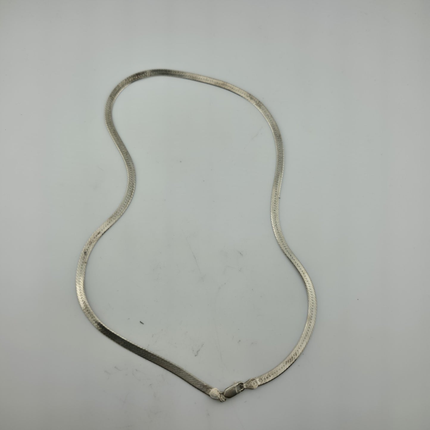 Sterling Silver Herringbone Necklace Solid 925 Italian Chain 18 Inches