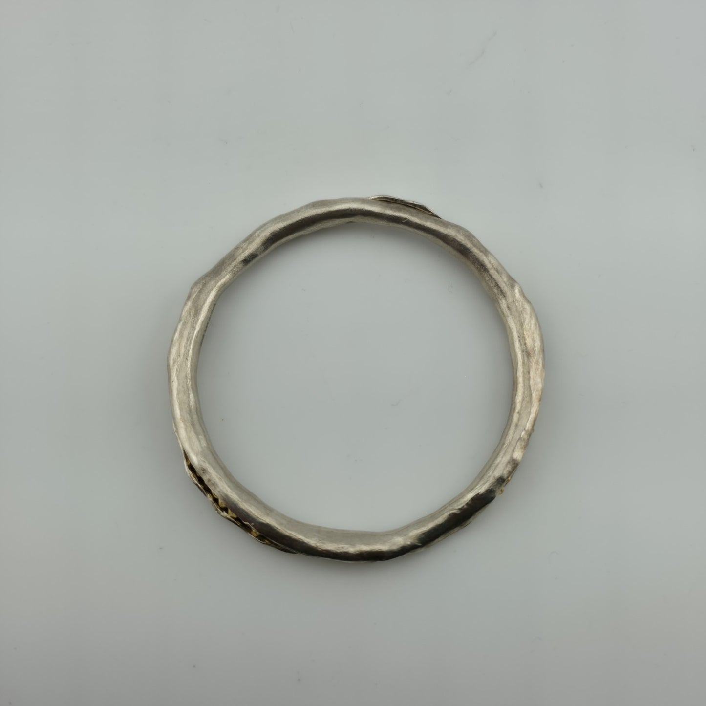 Mashka Antiqued Sterling Silver pod bangle with gold pyrite Size 2.3" Tested