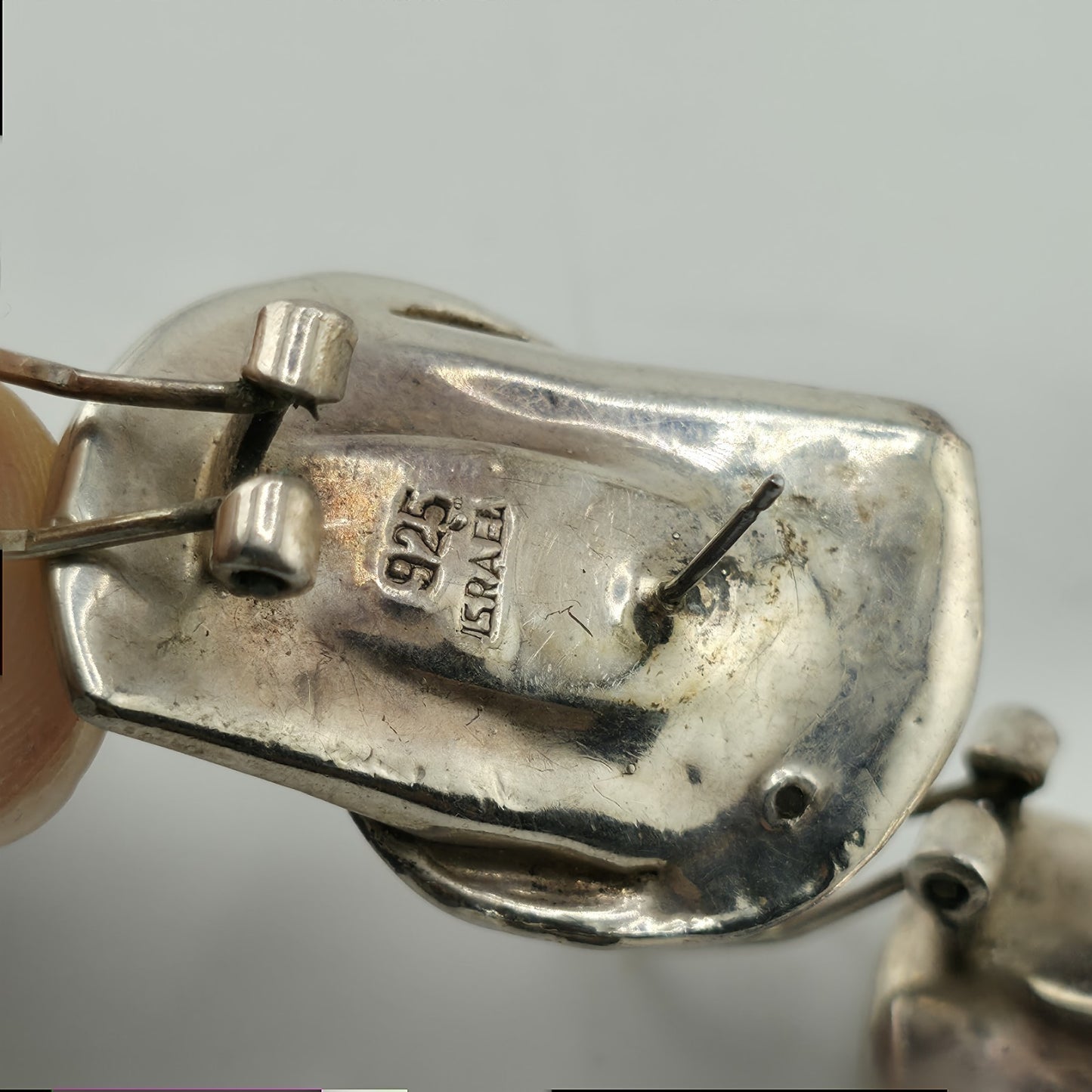 Sterling Silver Earrings 925 Israel Puff Hollow Abstract Vintage Rare