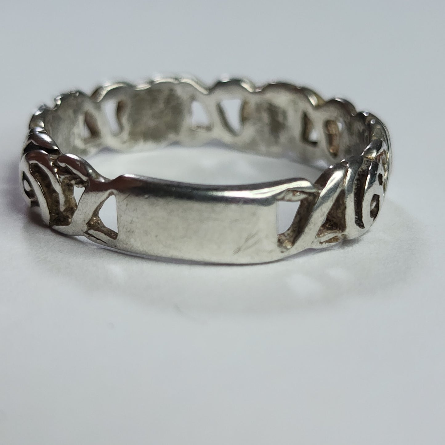 925 Sterling Silver Ring Filigree Rose Floral Band Size 9.75 Boho Romant