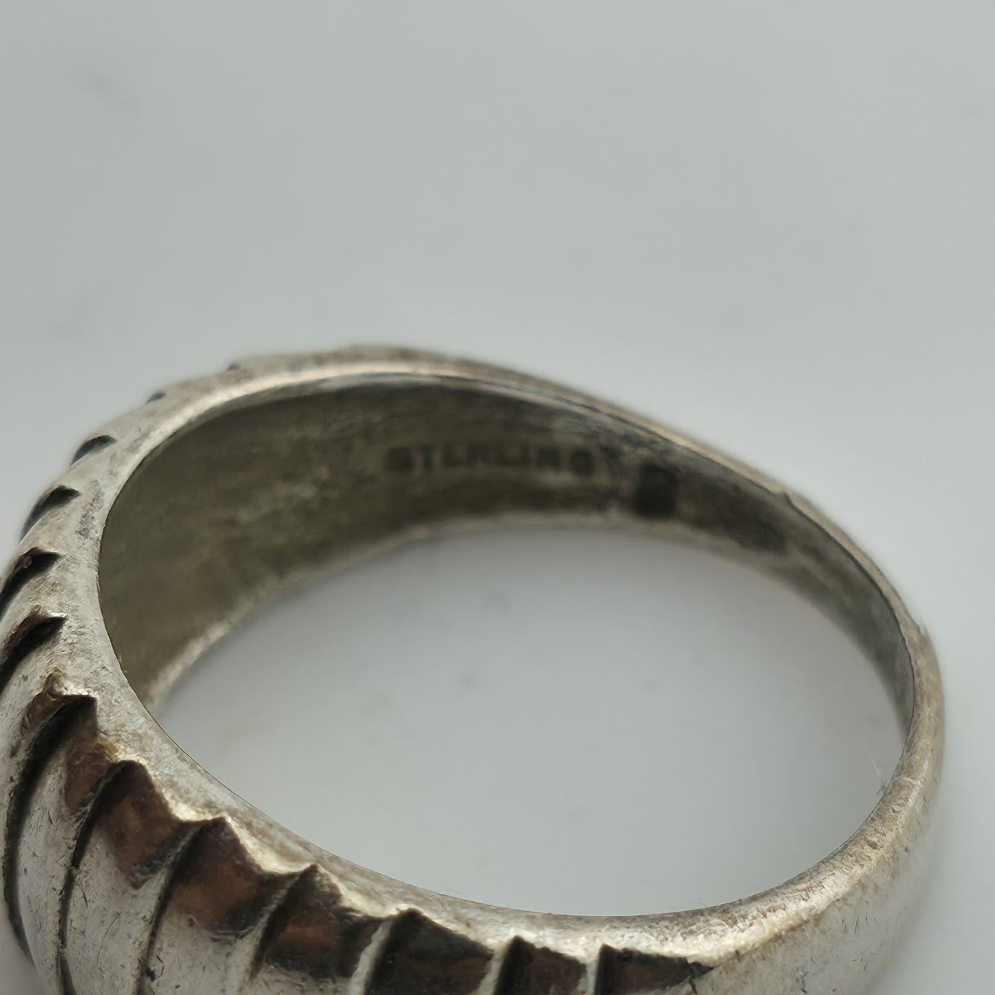 Cellini Ring Sterling Silver Domed Lines Ribbed 925 Size 7.75 Band Ring Vintage