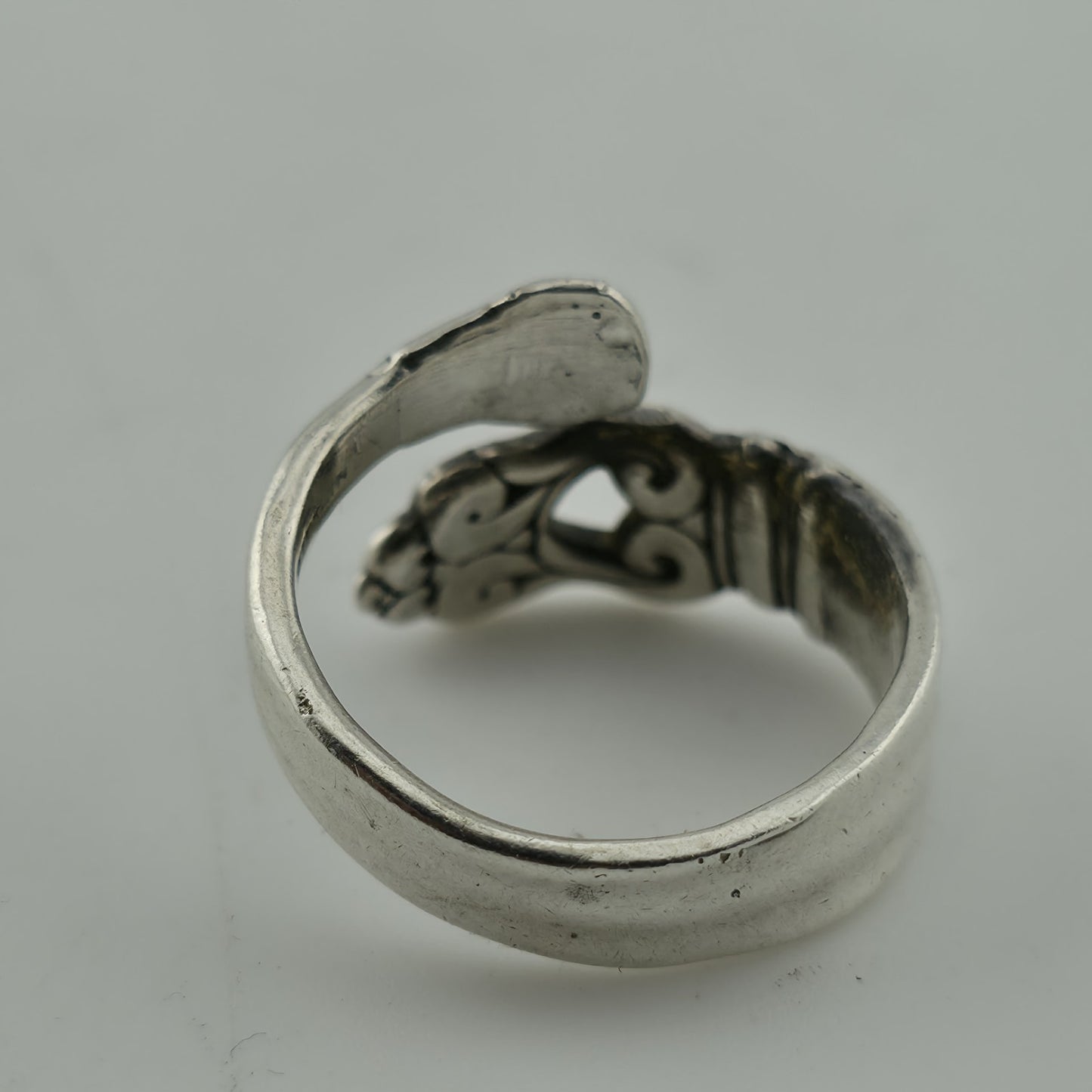 Vintage Cellini 925 Sterling Silver Spoon Scroll Wrap Ring Adjustable Adjustable