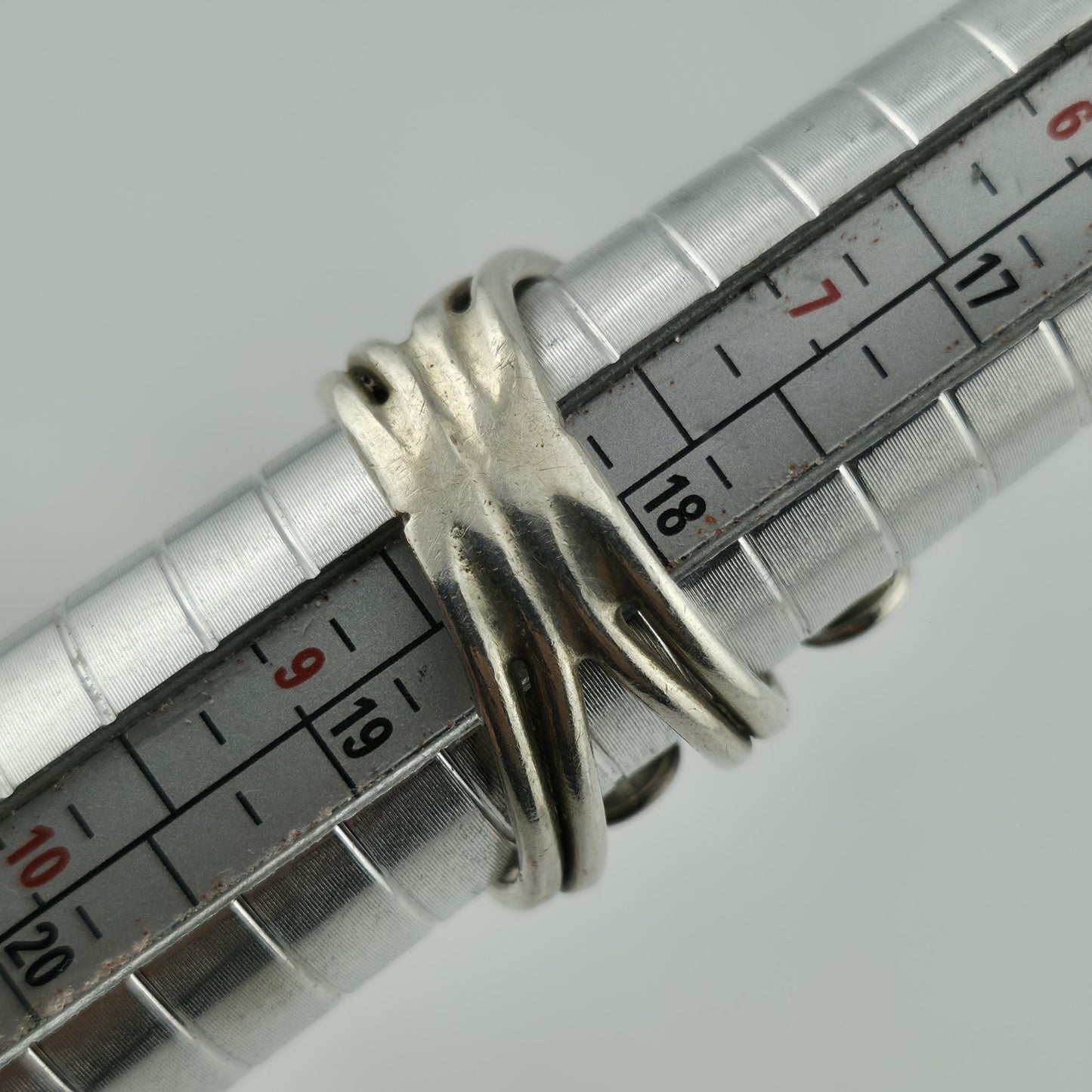 MAZE Ring Sterling Silver Bold MODERN Abstract Loop Wide Art Deco 925 Size 8