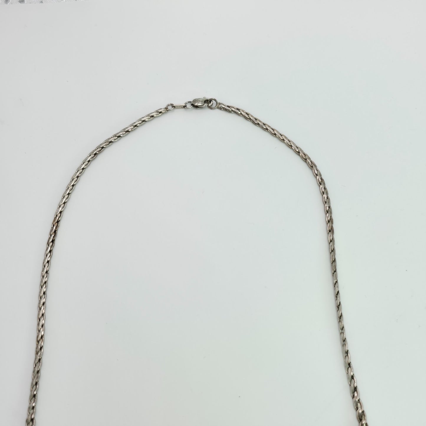 925 Sterling Silver Heng Ngai Necklace Genuine Diamond 1/2 Ct V Shape Vintage
