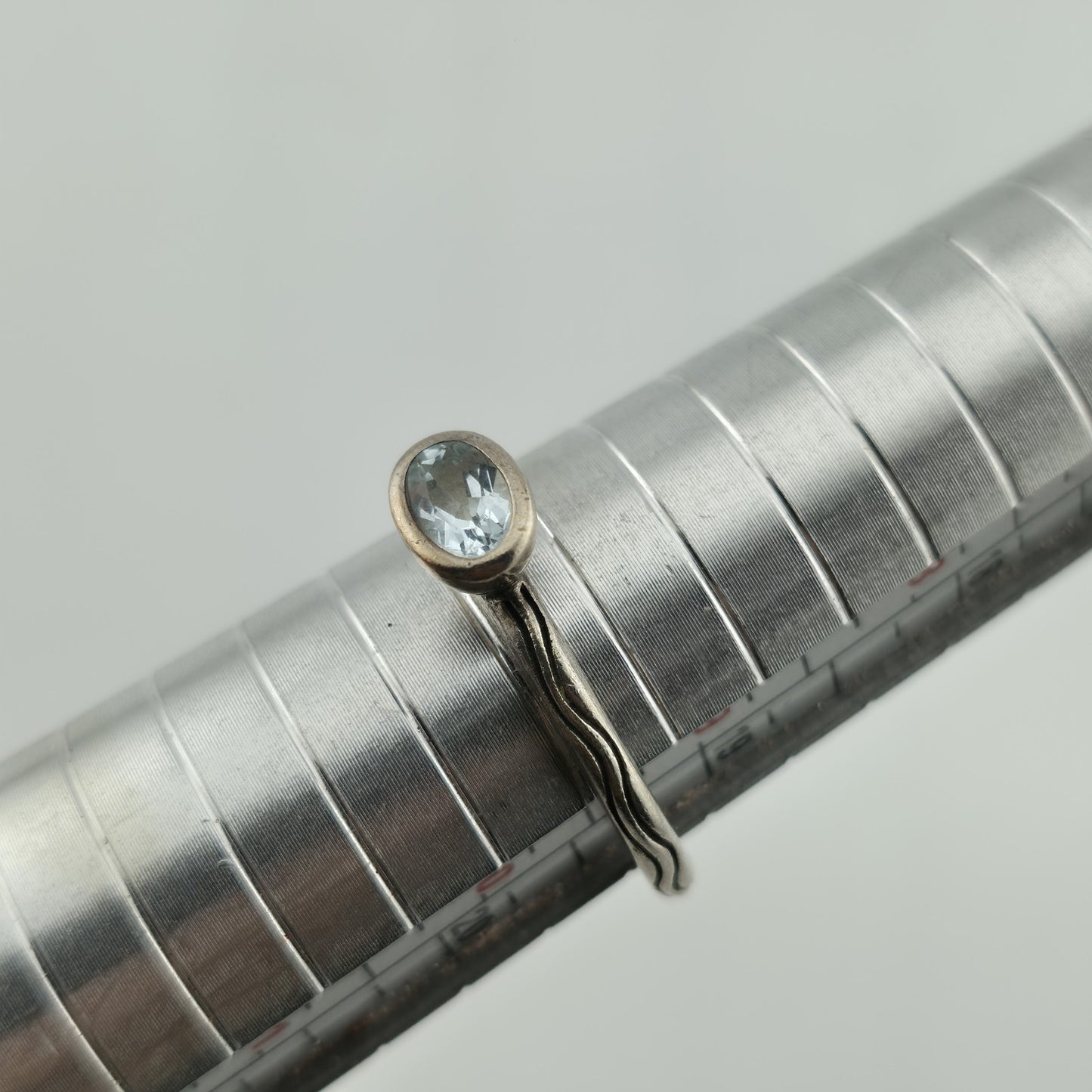 Sterling Silver Ring Blue Stone Size 9.25 Stackable Dainty Cute Artisan