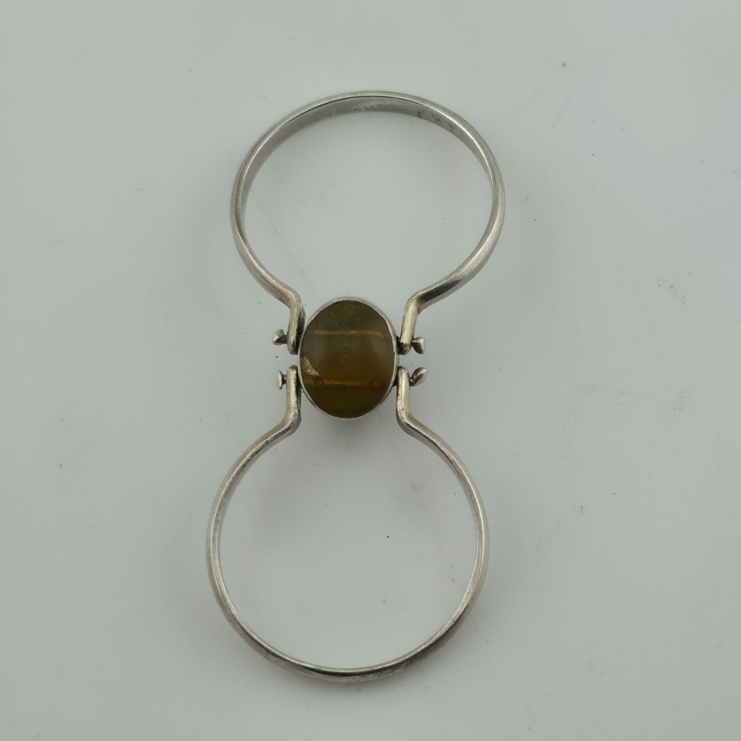 sterling Silver Ring two in one Golden Honey Amber Sky Blue Larimar size 7.5