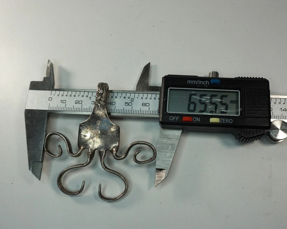 Hand Made Silverware Pendant 925 Sterling Silver Abstract Art 23.5g Vintage Fork