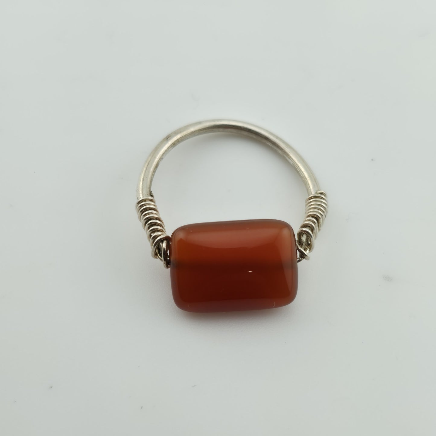 Sterling Silver Ring Carnelian Stone Cocktail Goth size 725