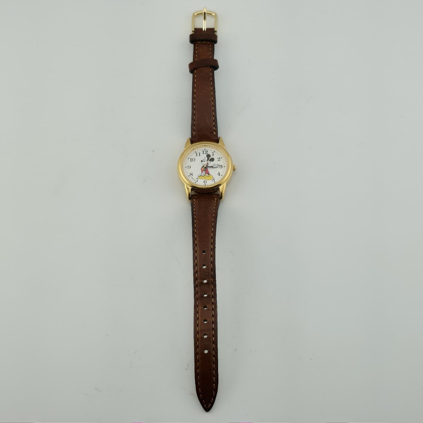 Disney Watch Lorus Mickey Mouse Ladies Leather Bands Gold Tone Working Vintage