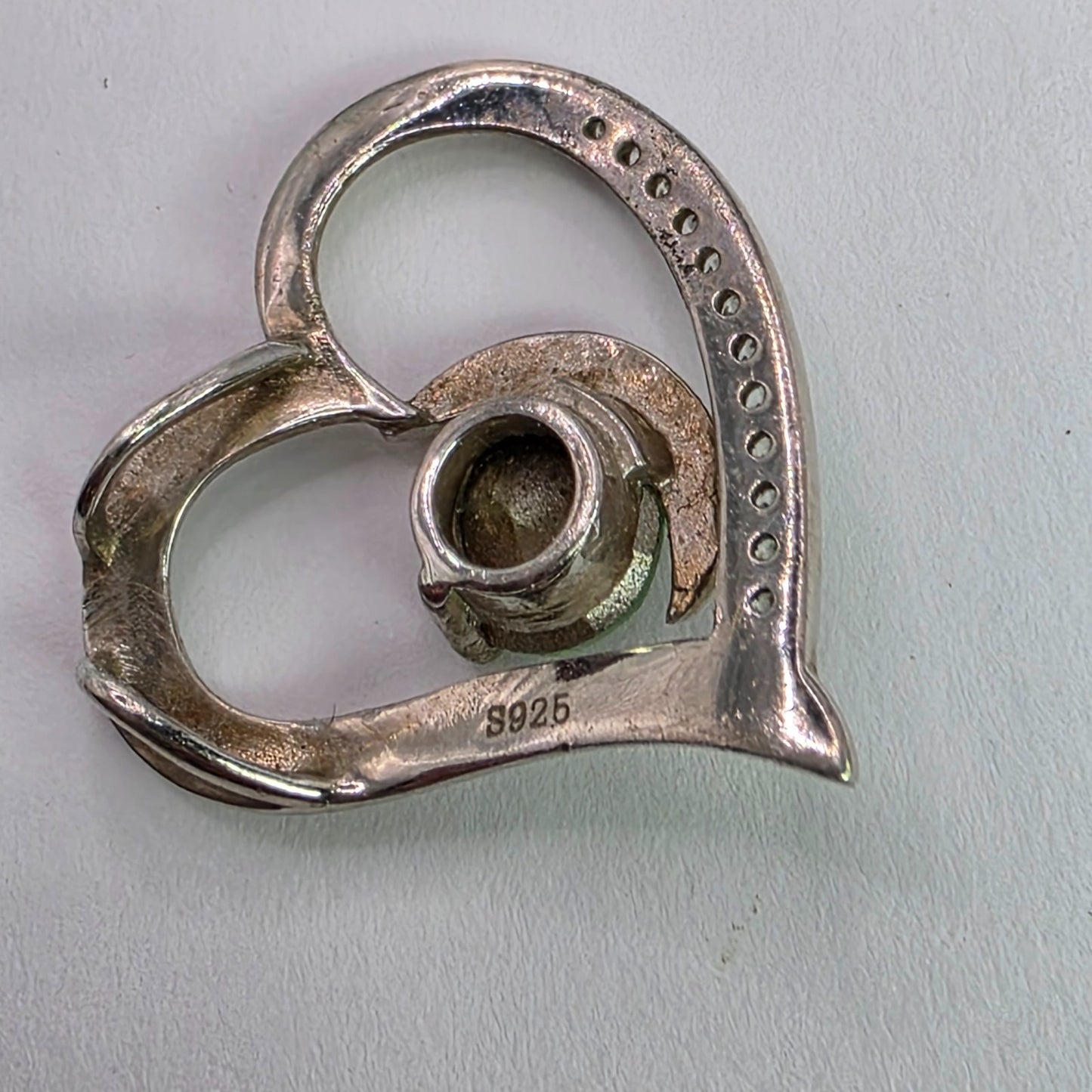 I Love You to The Moon and Back 925 Sterling Silver Heart Pendant CZ August