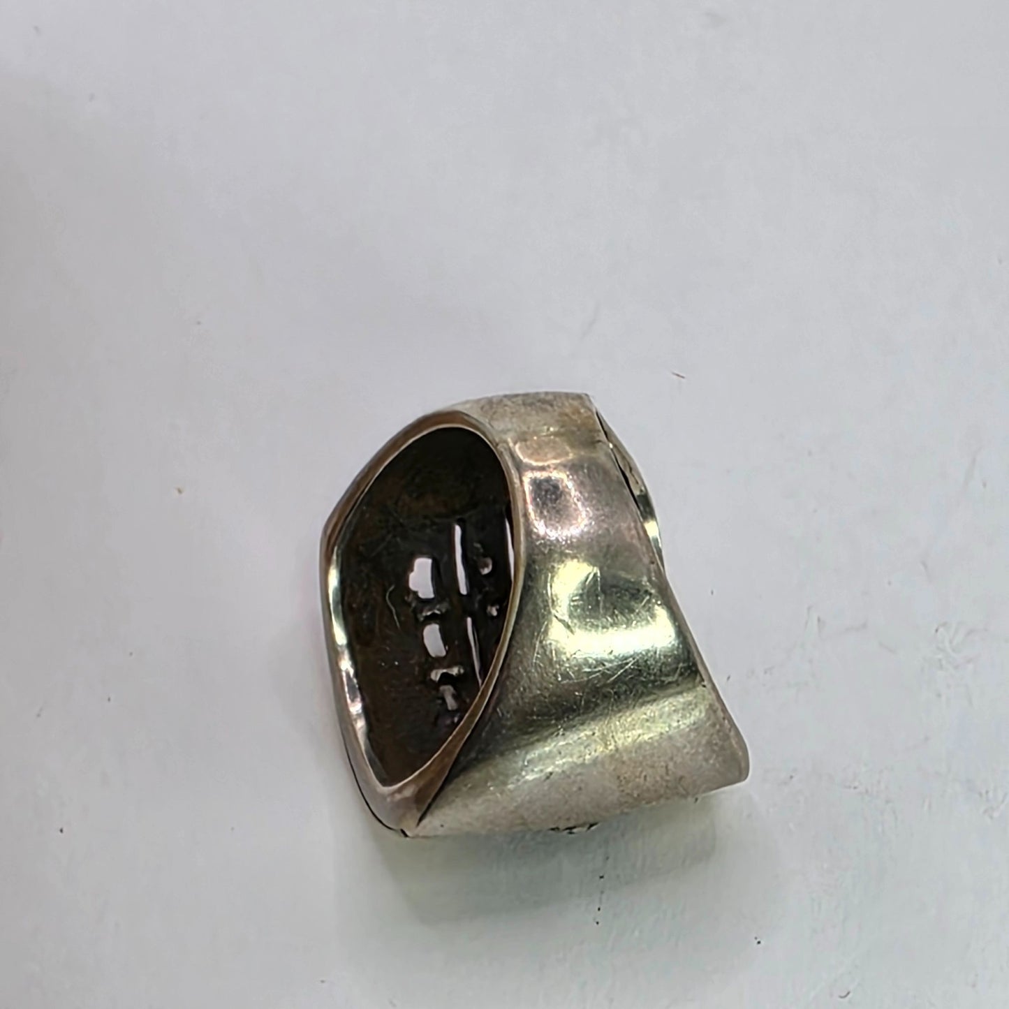 925 Sterling Silver 14K Gold Ring FG Missing Stones Bold Art Deco size 8.5