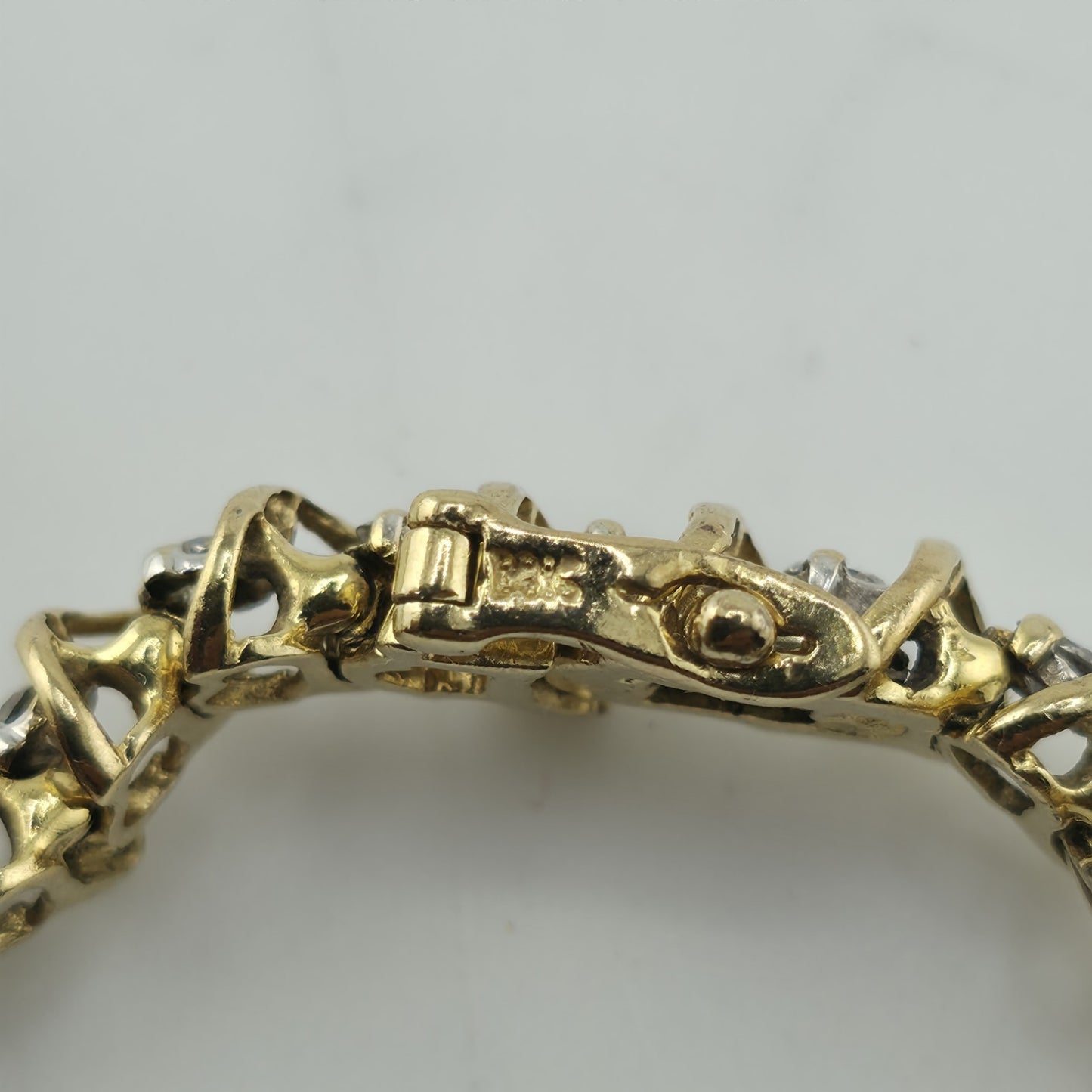 14k Yellow Gold 1.50CT Round Cut Diamond "S" Link S Figure Tennis Bracelet 7"