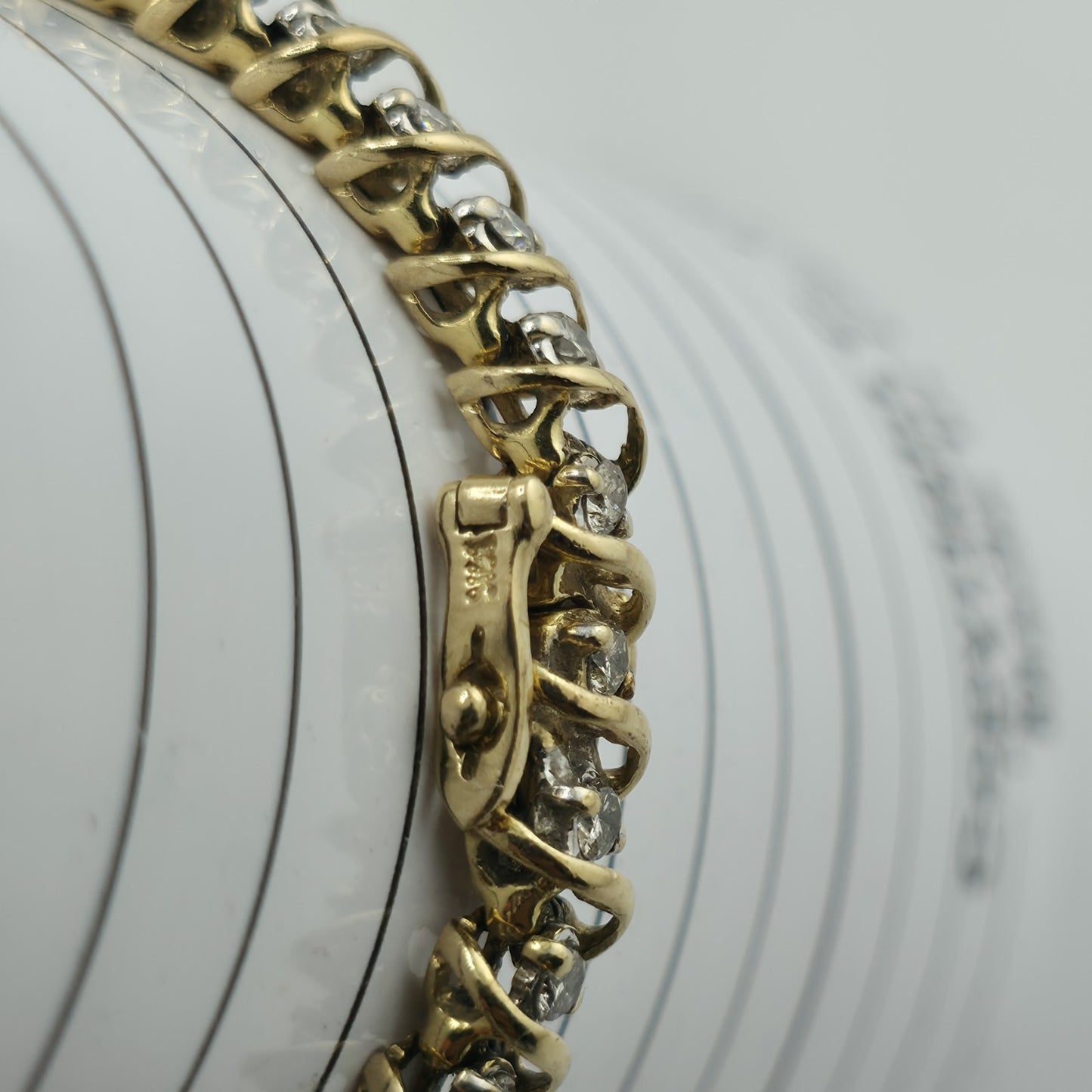 14k Yellow Gold 1.50CT Round Cut Diamond "S" Link S Figure Tennis Bracelet 7"