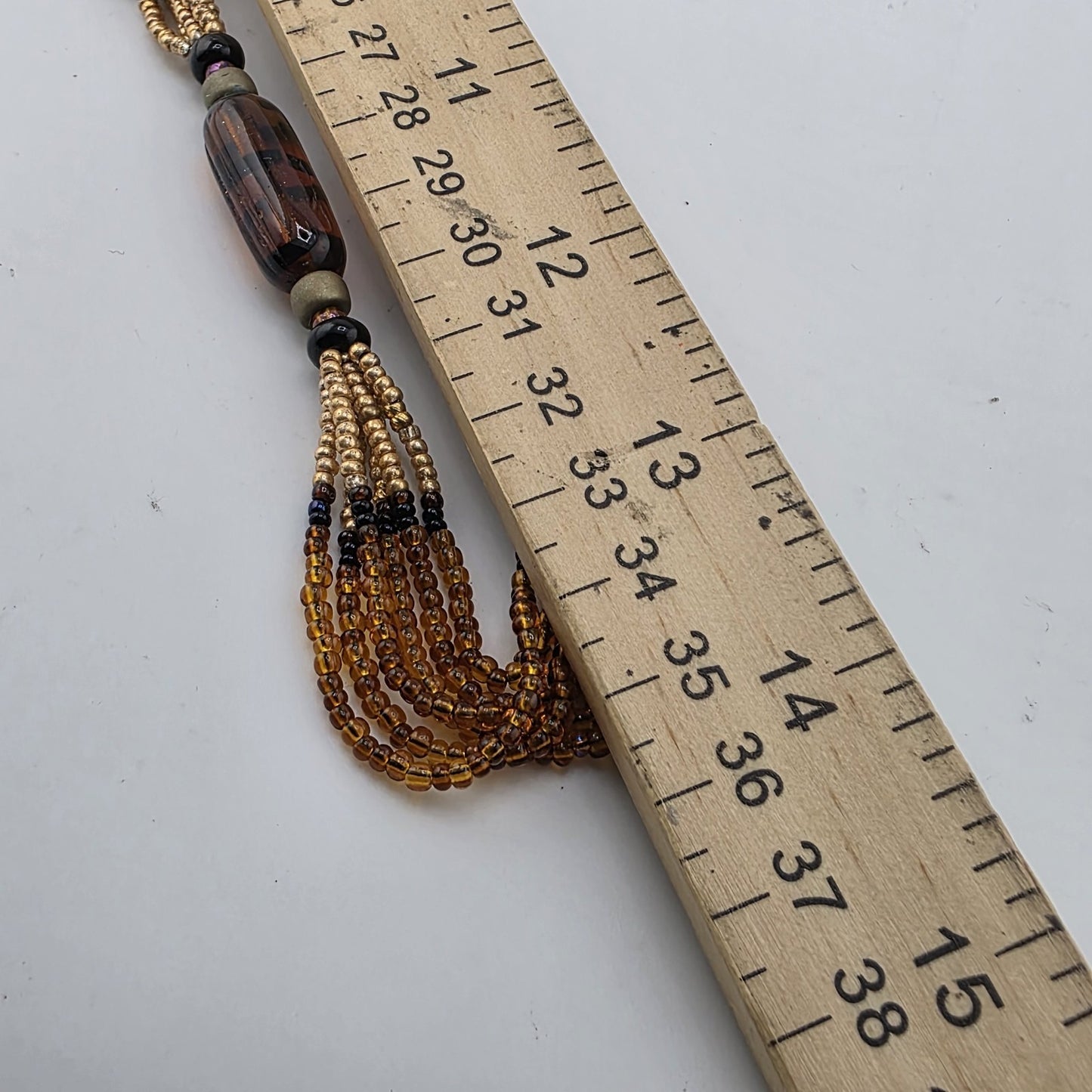 Necklace Glass Plastic Beaded Gold Filled Lobster Clasp 28in Vintage