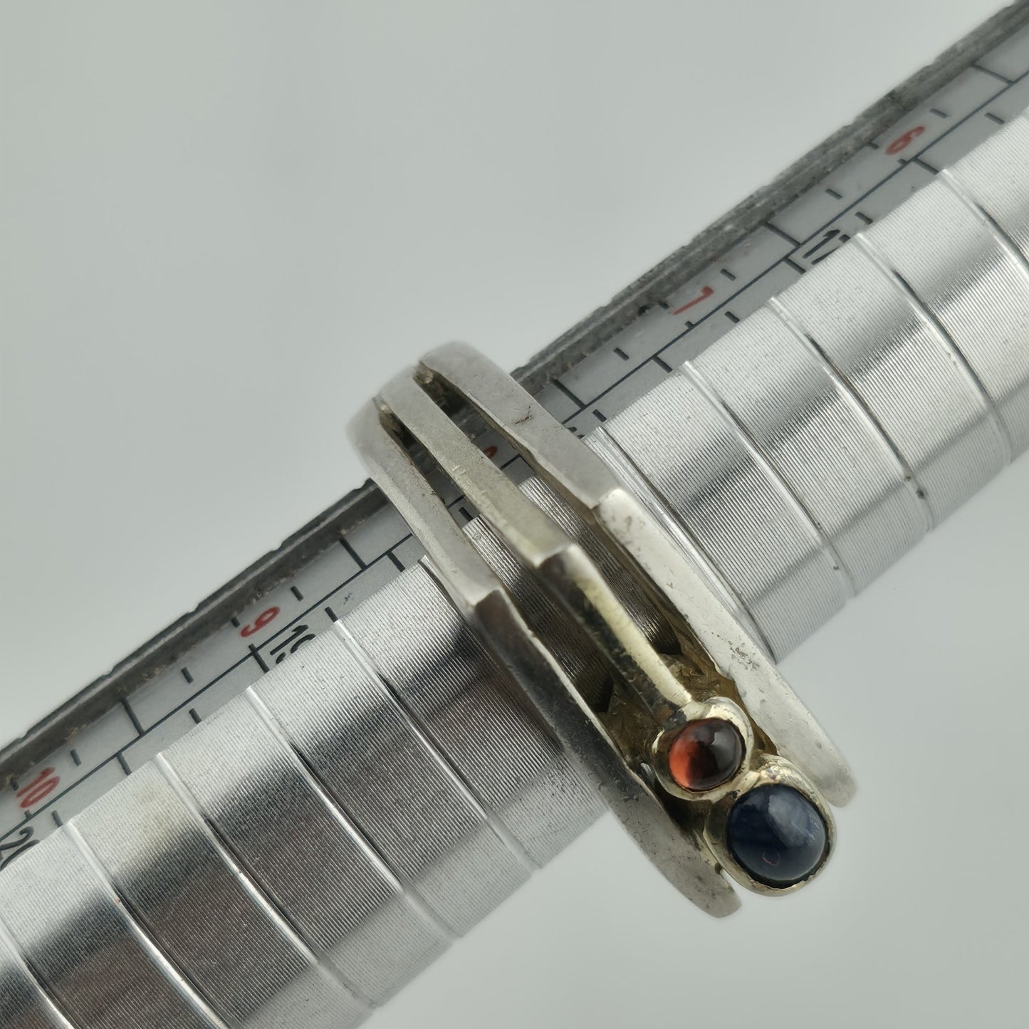 Sterling Silver Ring Mid-Century contemporary Artisan Minimalist Square Stack 8