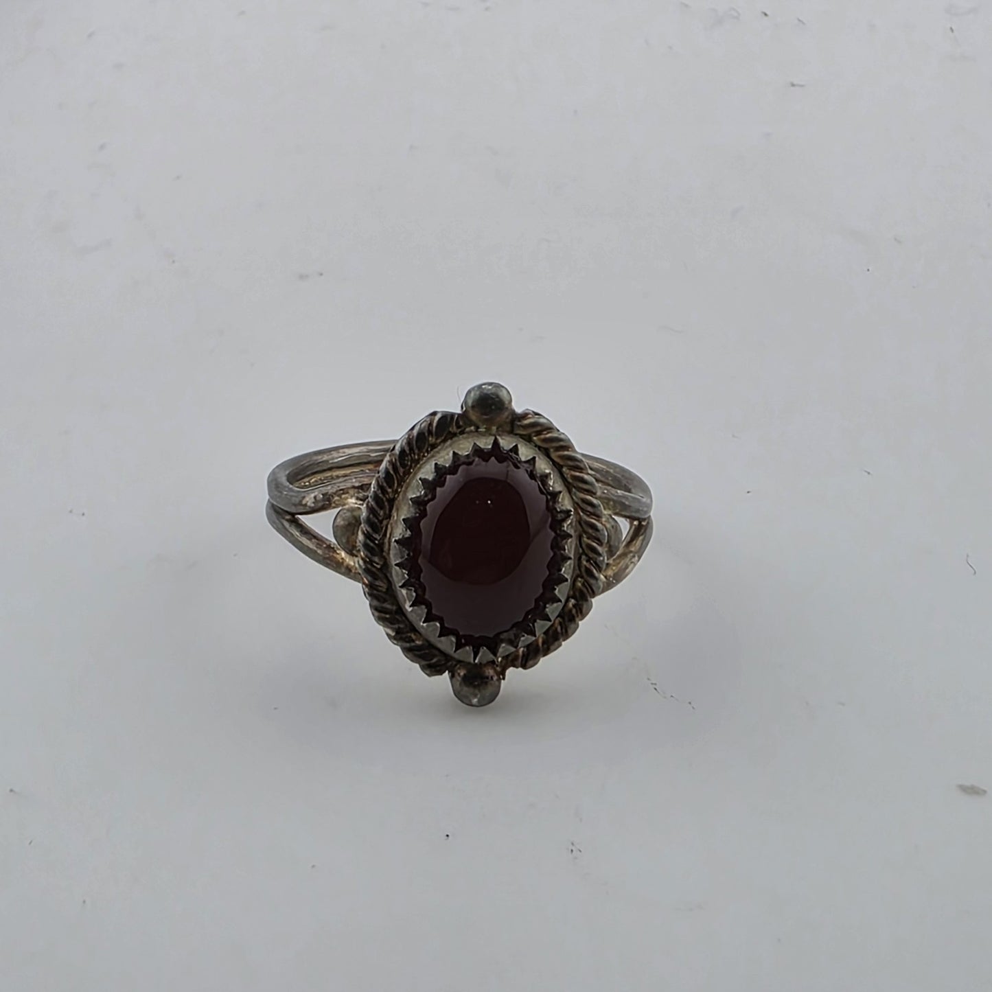 Sterling Silver Ring Carnelian Stone Size 7 Vintage Patina