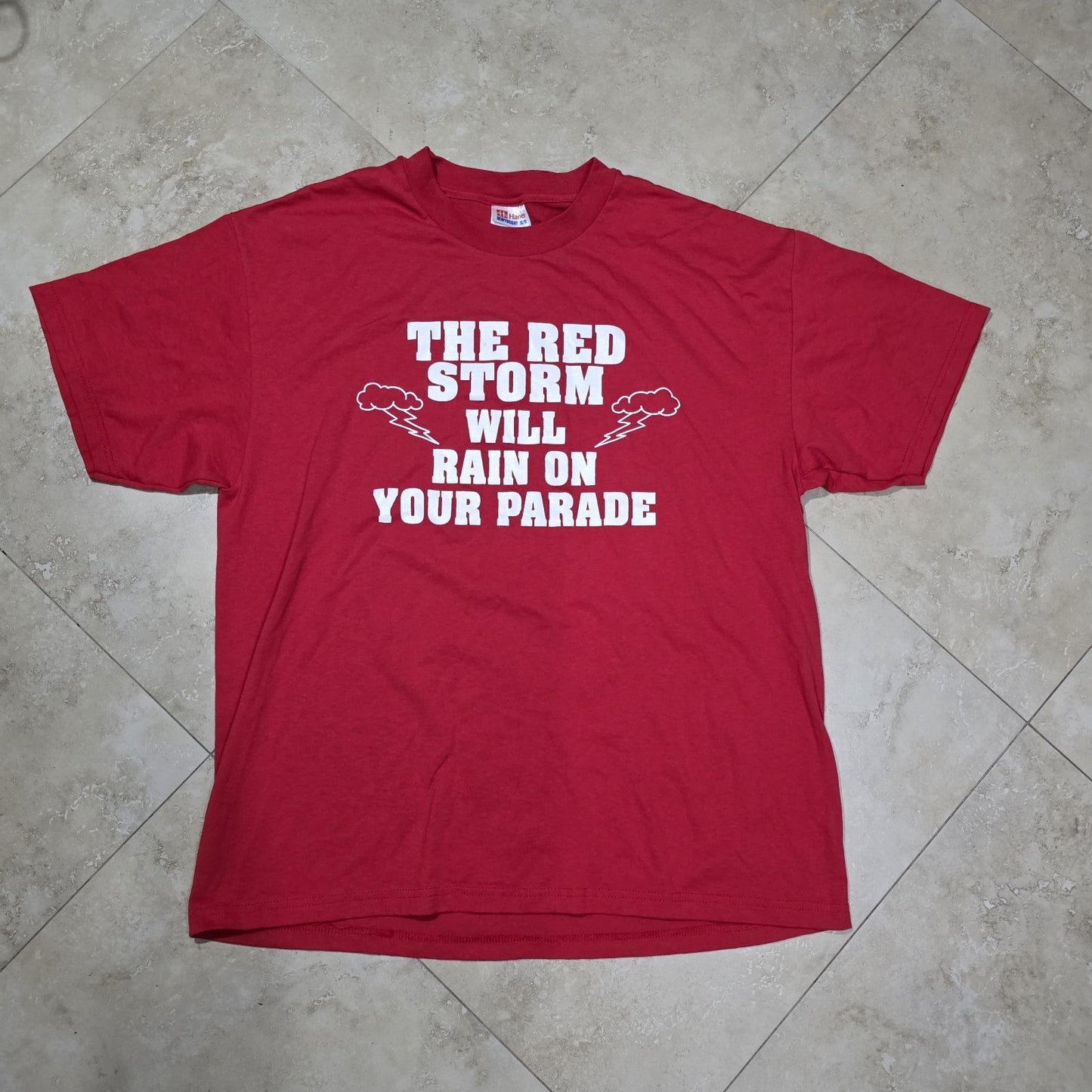 Champion SJP St Johns Prep Red Storm Laege Red Shirt Vintage