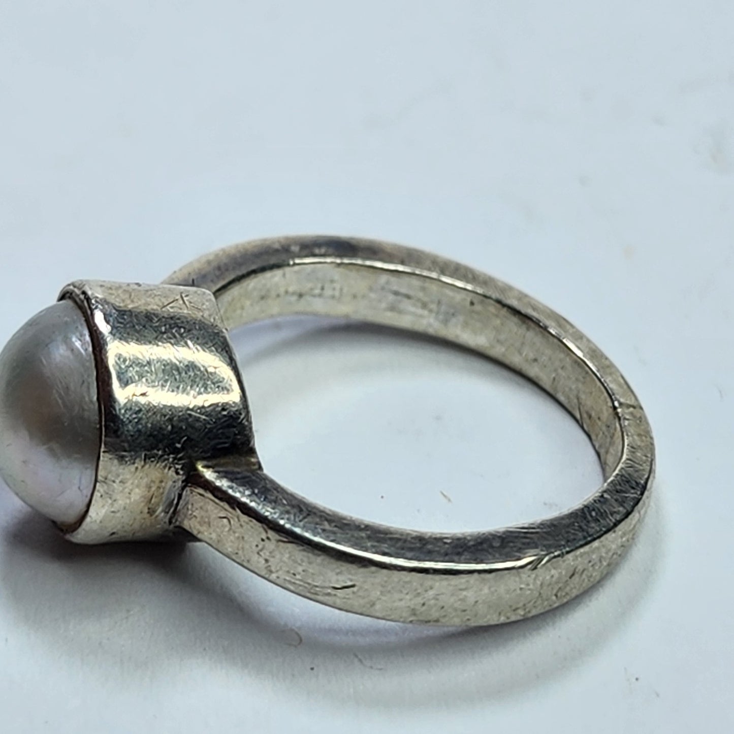 Solitaire Ring Natural Freshwater Pearl Size 5.25 925 Sterling Silver Vintage