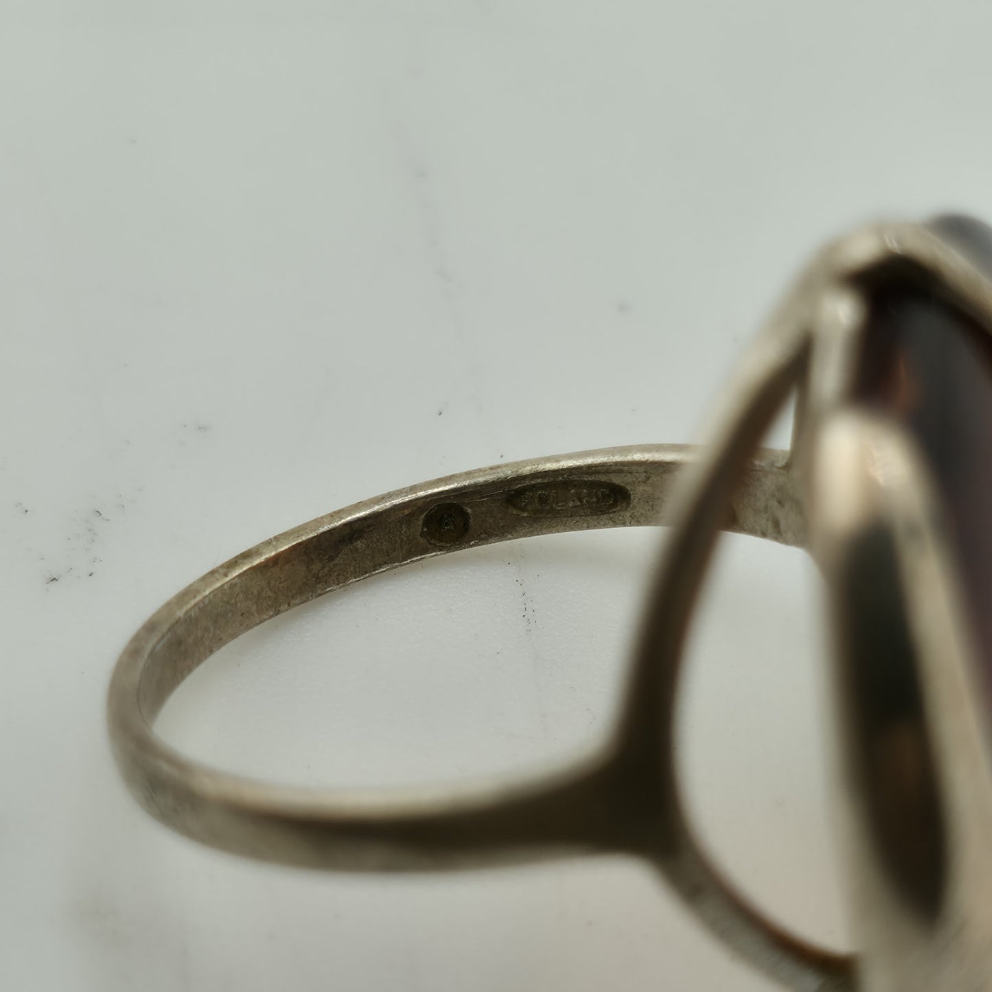 Baltic Amber Sterling Silver Ring Cylindric Stone Geometrical Modernist 6.5