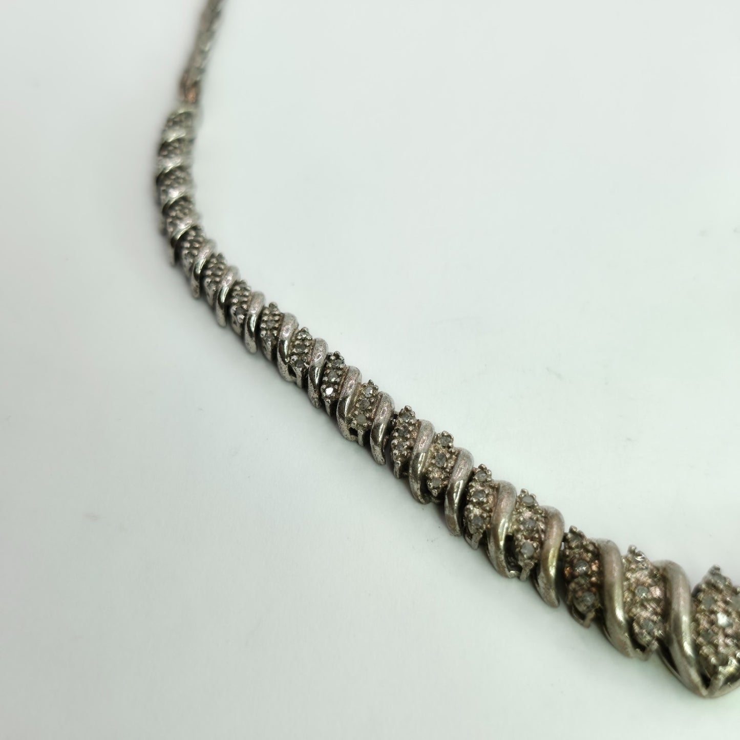 925 Sterling Silver Heng Ngai Necklace Genuine Diamond 1/2 Ct V Shape Vintage
