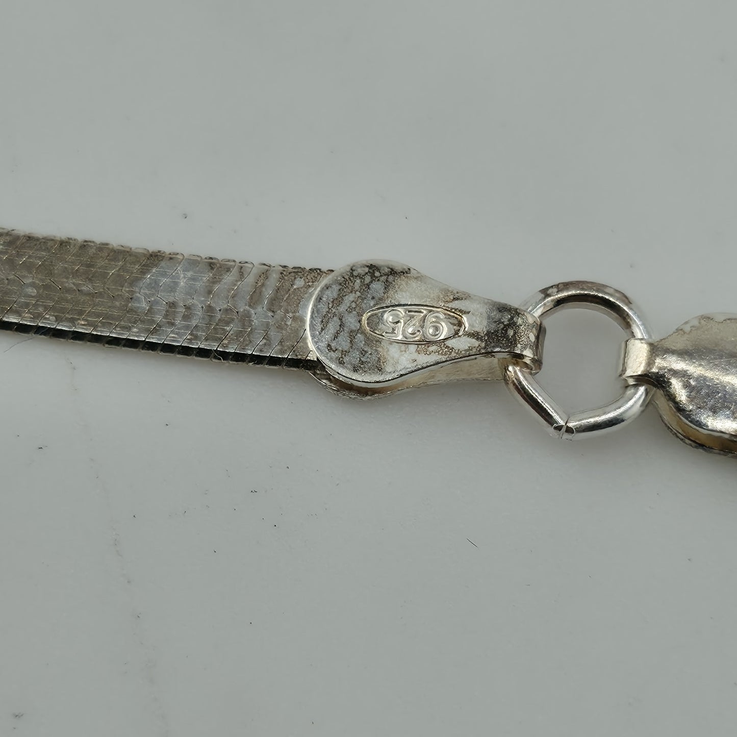 Italy 925 Sterling Silver Herringbone Chain 17” 3mm Lobster Clasp Necklace