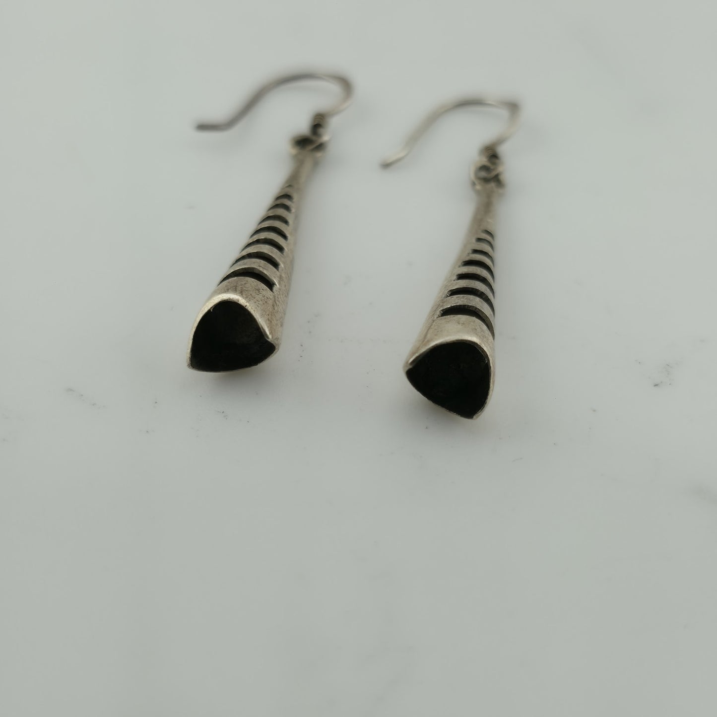 Earrings Sterling Silver Long Cone Bar Drop Dangle Abstract Artisan