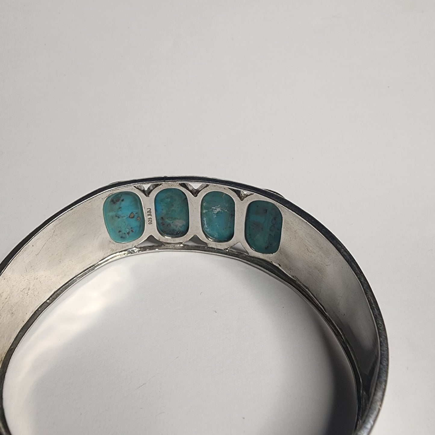 925 Sterling Silver Cuff Bracelet Turquoise Stones Mexico Southwestern style